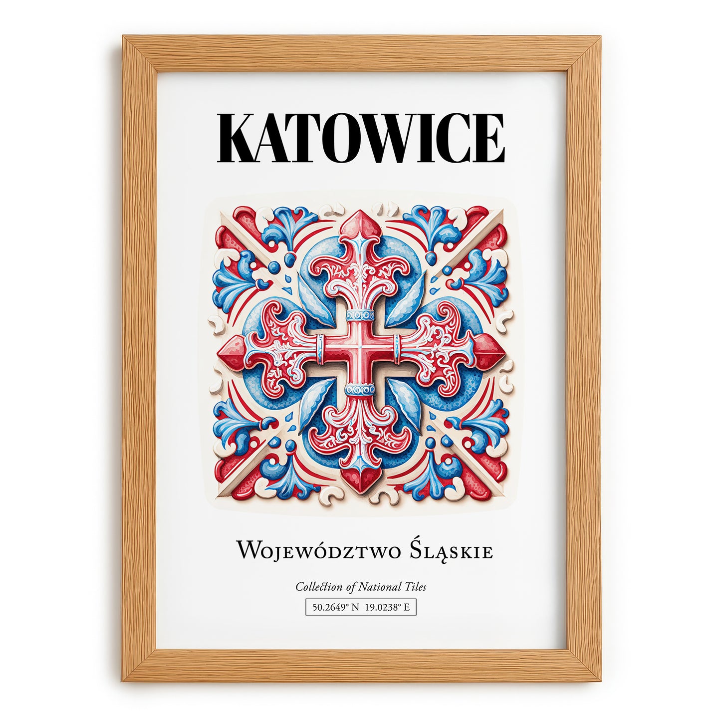 Katowice, Poland – Away From Home Poster, set in oak frame