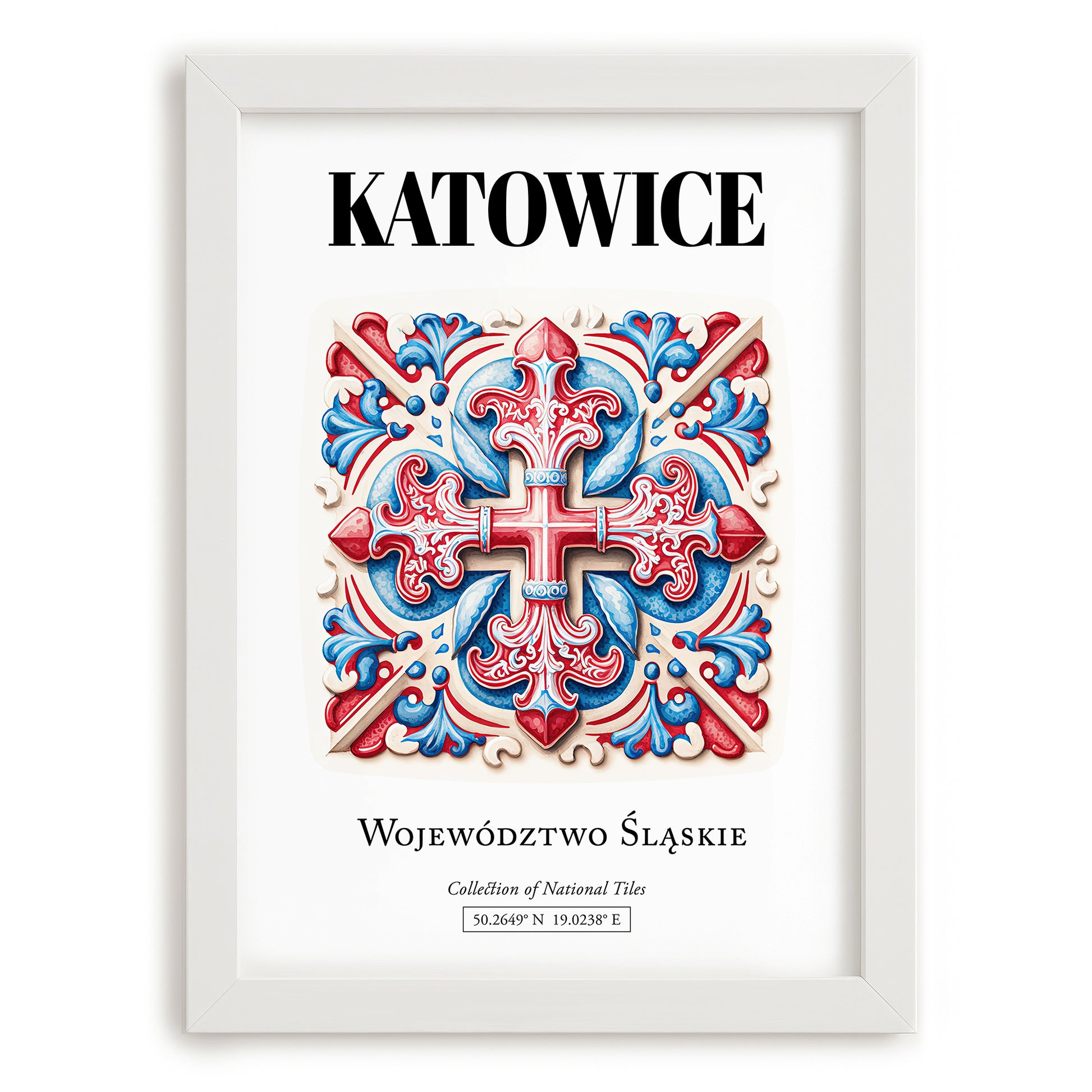 Katowice, Poland – Away From Home Poster, placed in minimal white frame