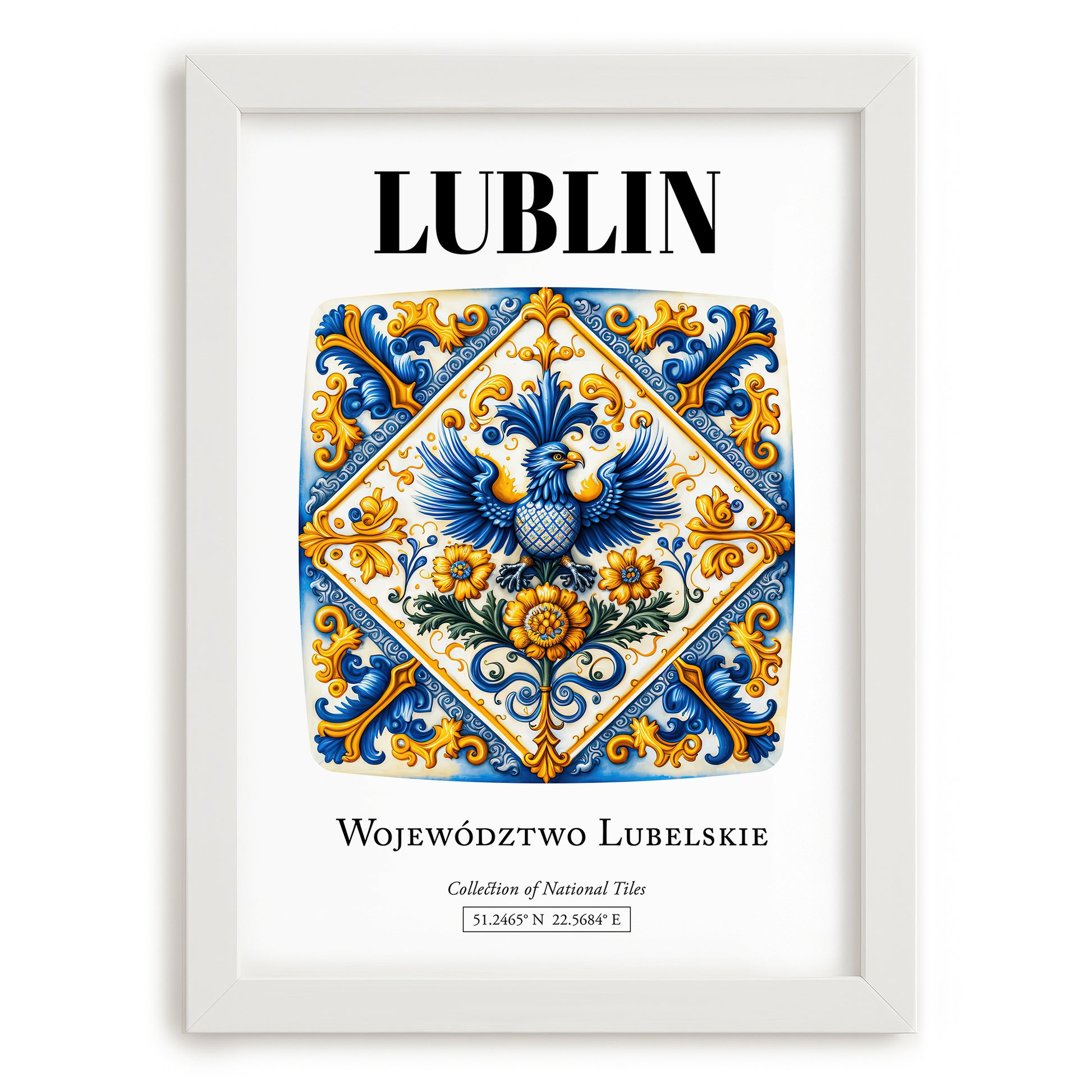 Lublin, Poland – Travel Poster, placed in minimal white frame