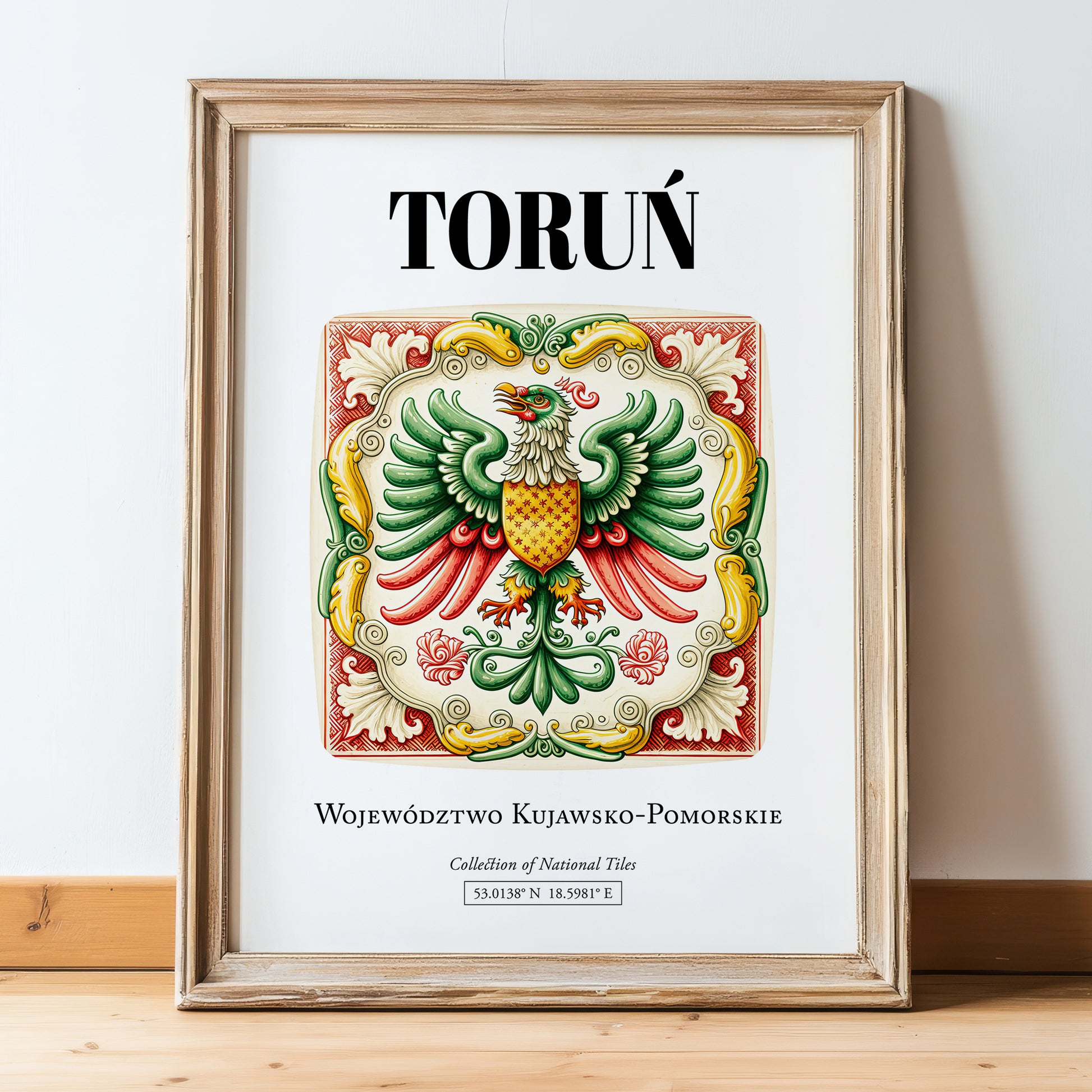 Toruń, Poland – Dream Destination Decor, in wooden frame leaning on the floor