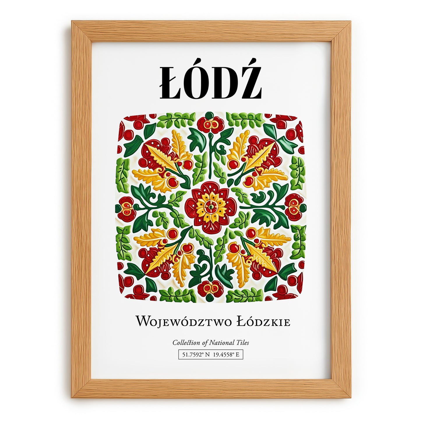Łódź, Poland – Wanderlust-Inspired Poster, set in oak frame