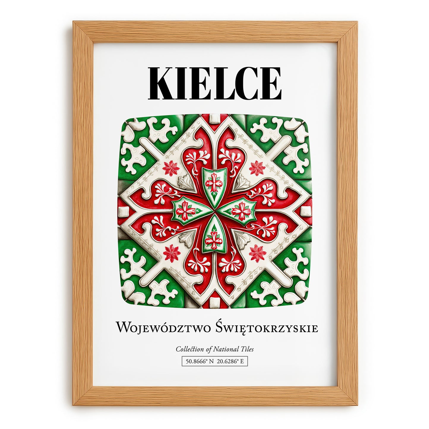 Kielce, Poland – Travel Print, set in oak frame