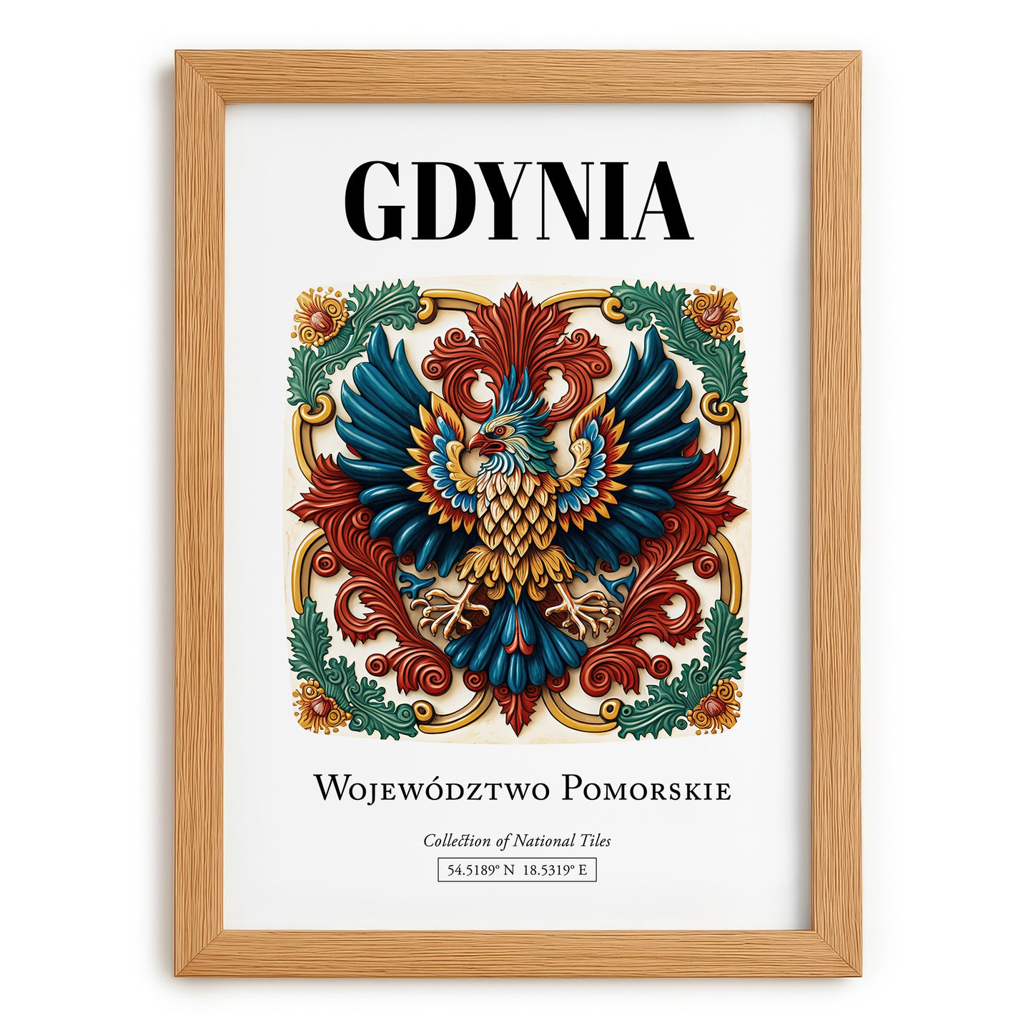 Gdynia, Poland – Travel Print, set in oak frame