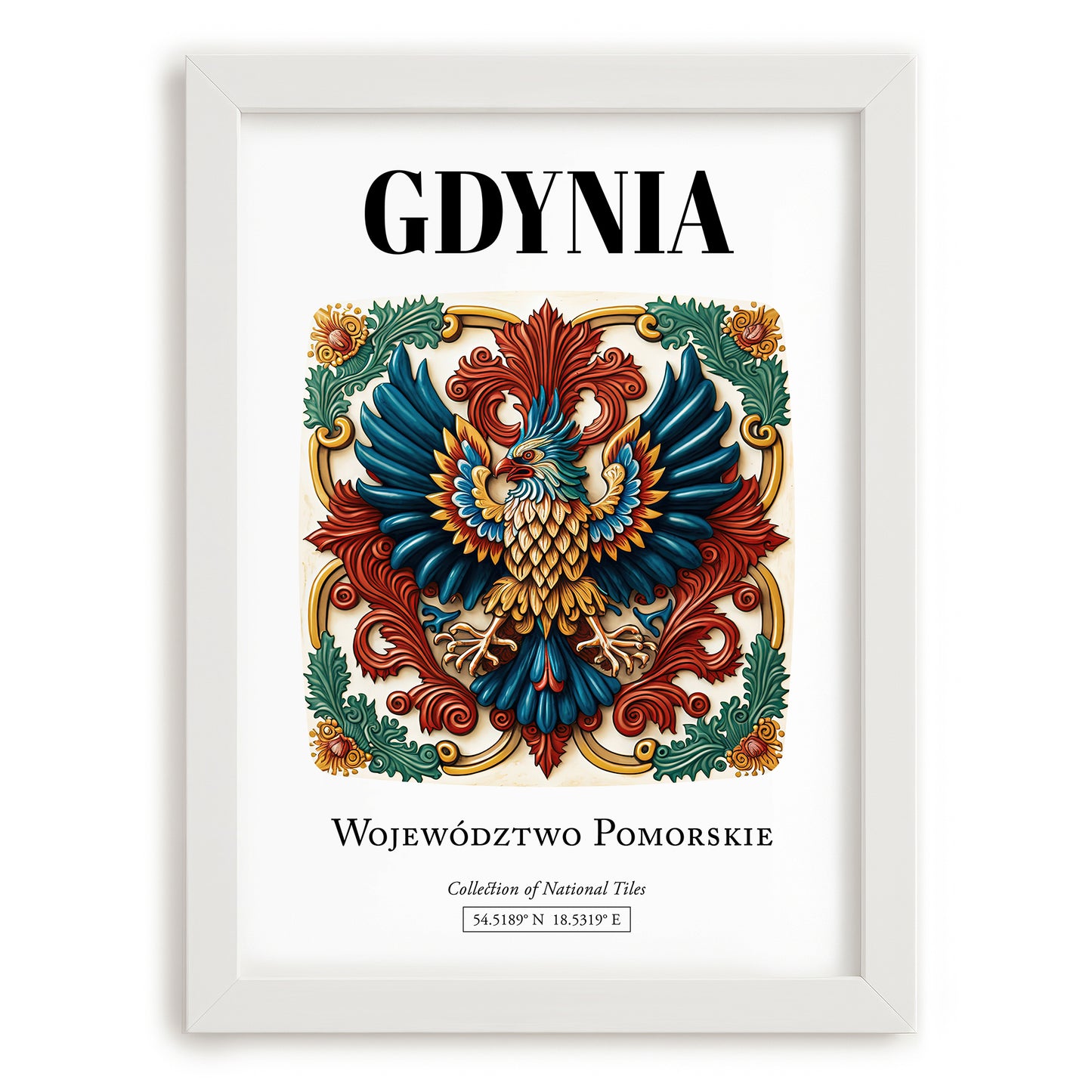 Gdynia, Poland – Travel Print, placed in minimal white frame