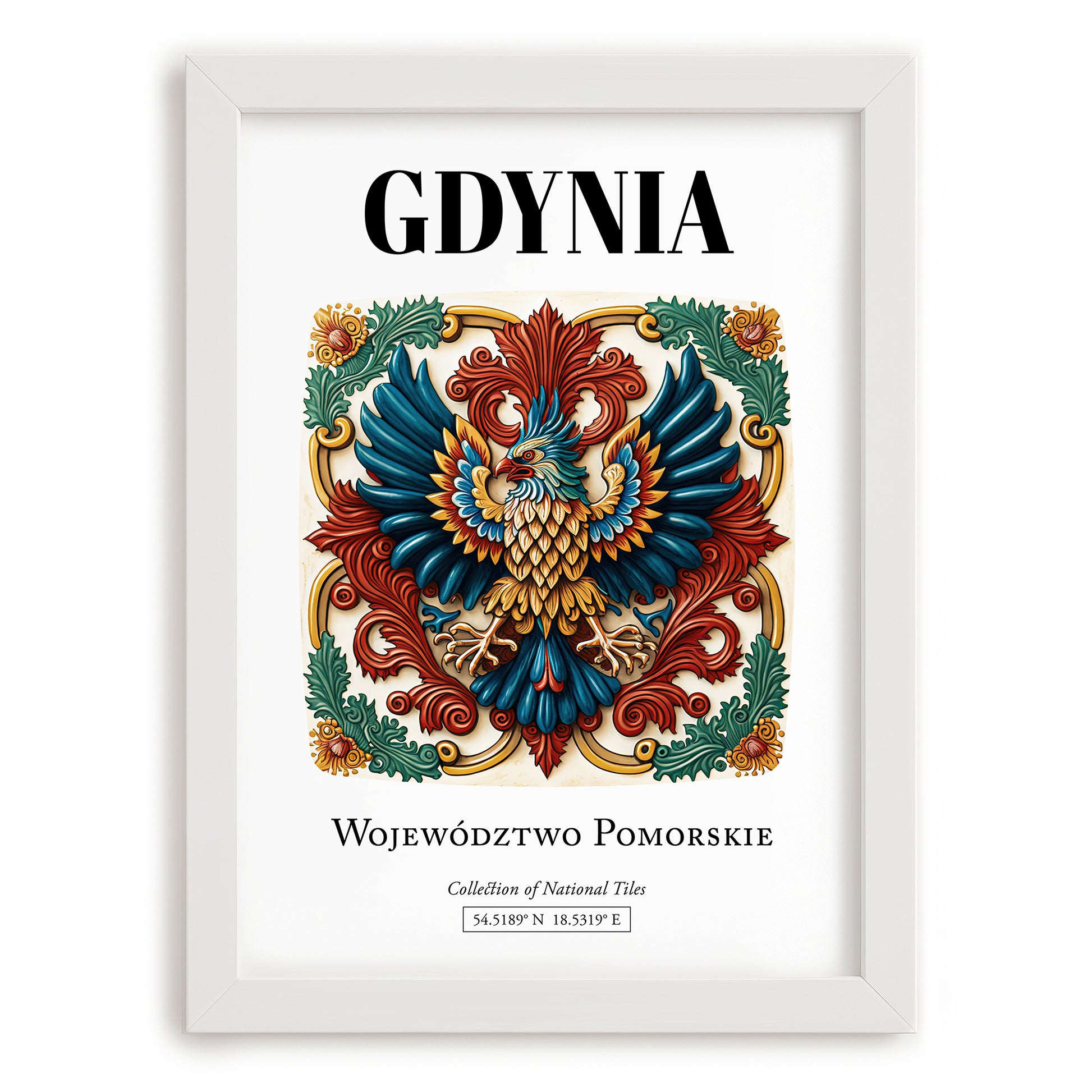 Gdynia, Poland – Travel Print, placed in minimal white frame