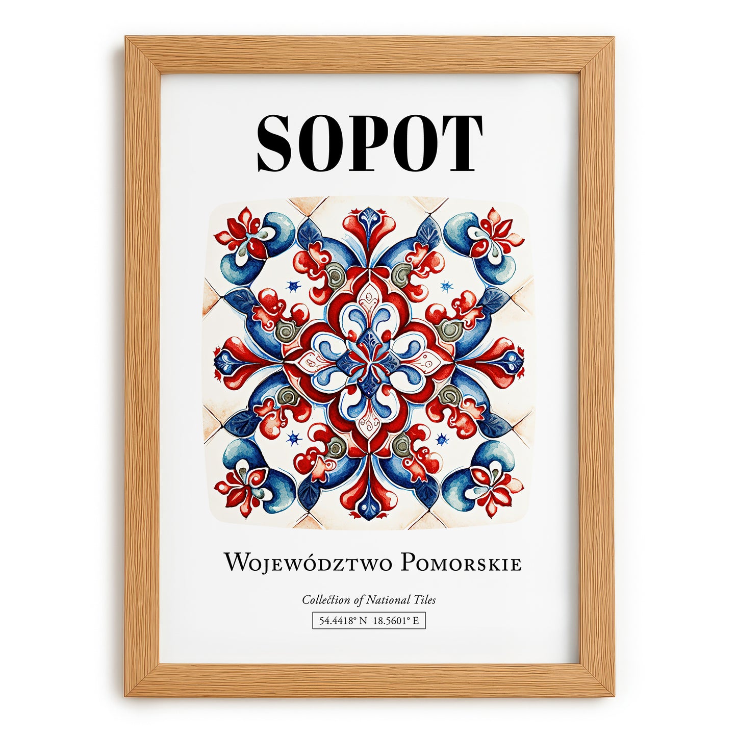 Sopot, Poland – Travel Wall Art, set in oak frame