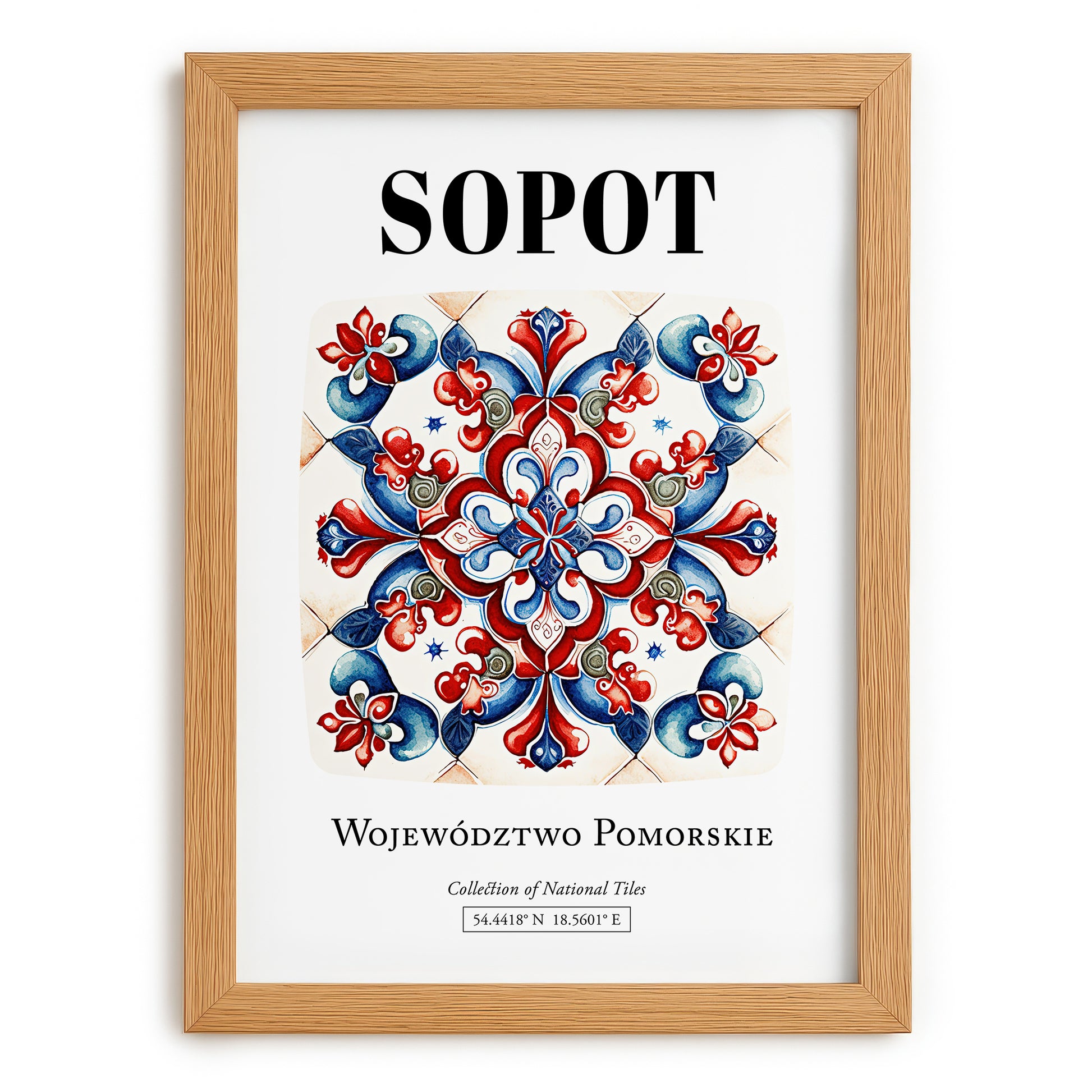 Sopot, Poland – Travel Wall Art, set in oak frame