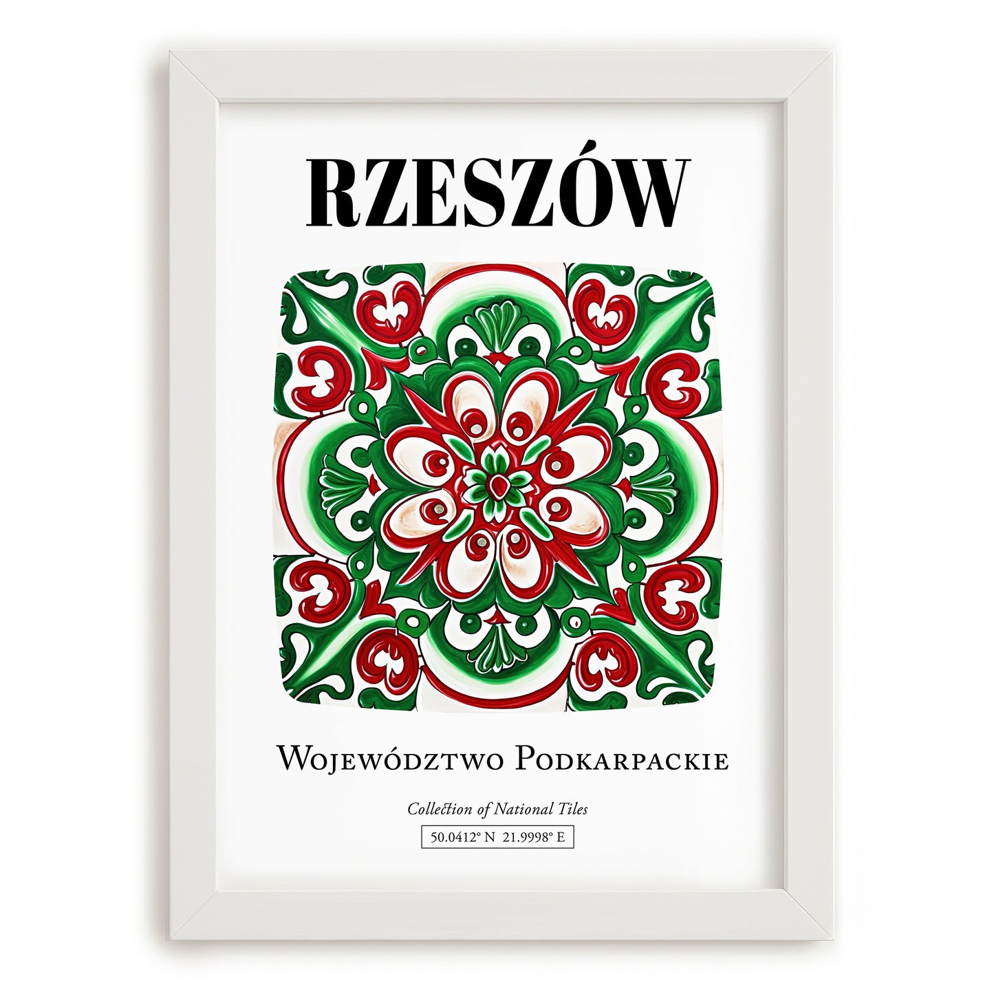 Rzeszów, Poland – Travel Wall Decor, placed in minimal white frame