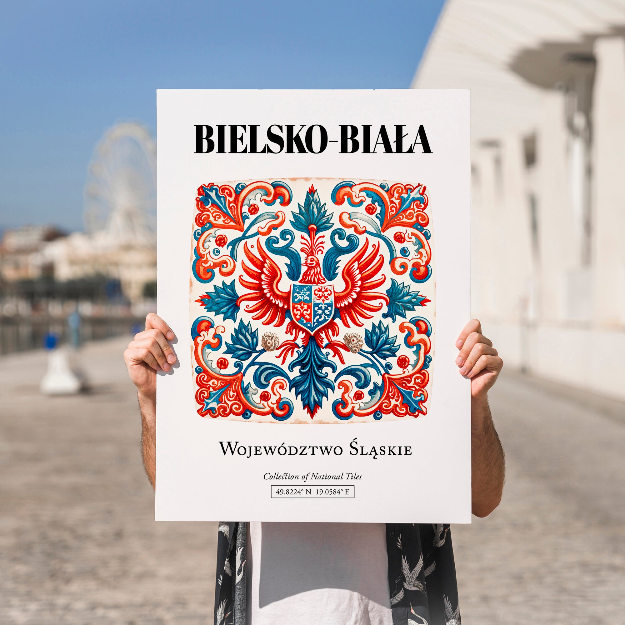 Bielsko-biała, Poland – Travel Wall Art, no-text version framed in wood
