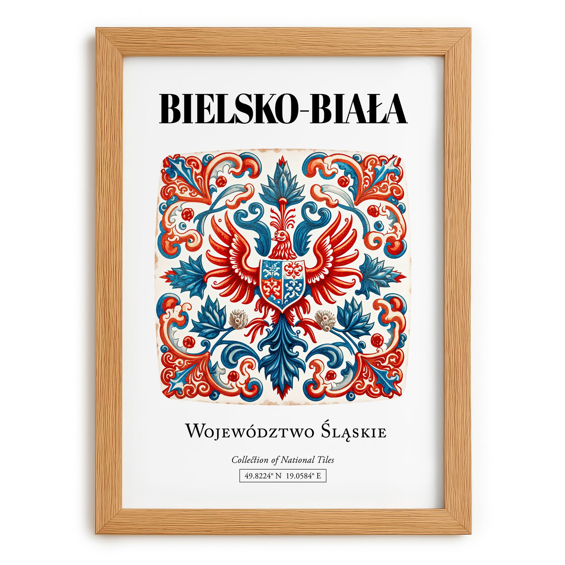 Bielsko-biała, Poland – Travel Wall Art, set in oak frame