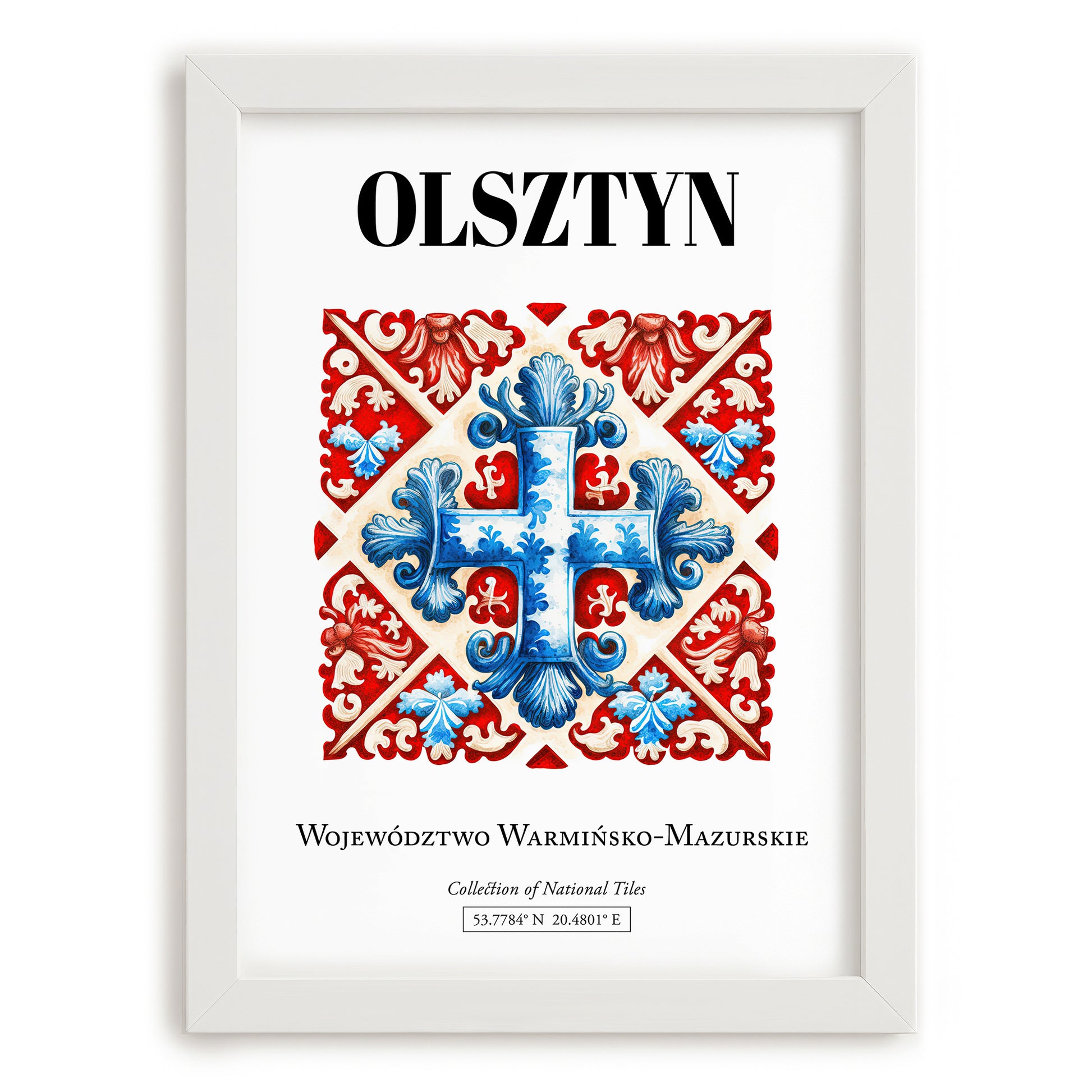 Olsztyn, Poland – Travel Wall Decor, placed in minimal white frame