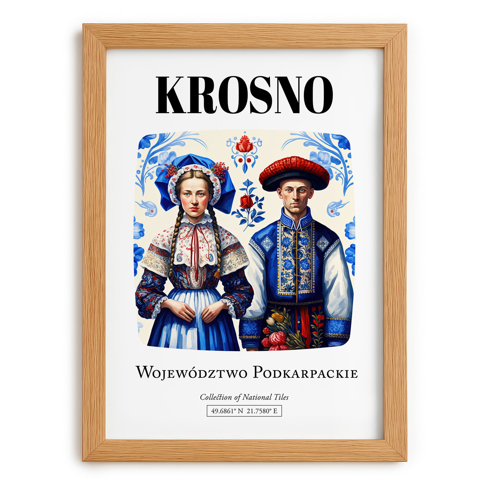 Krosno, Poland – Wanderlust-Inspired Poster, set in oak frame