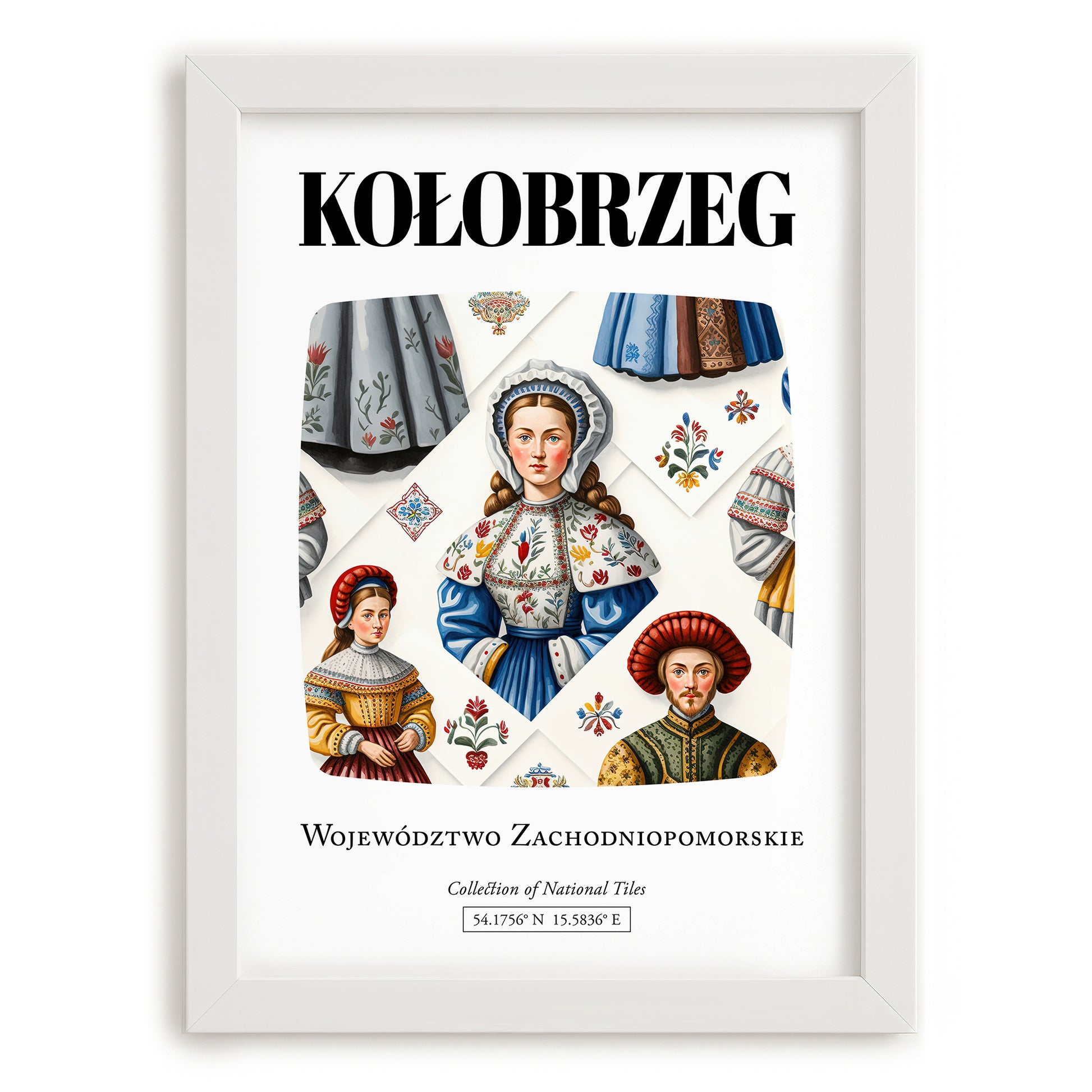 Kołobrzeg, Poland – Travel Wall Decor, placed in minimal white frame