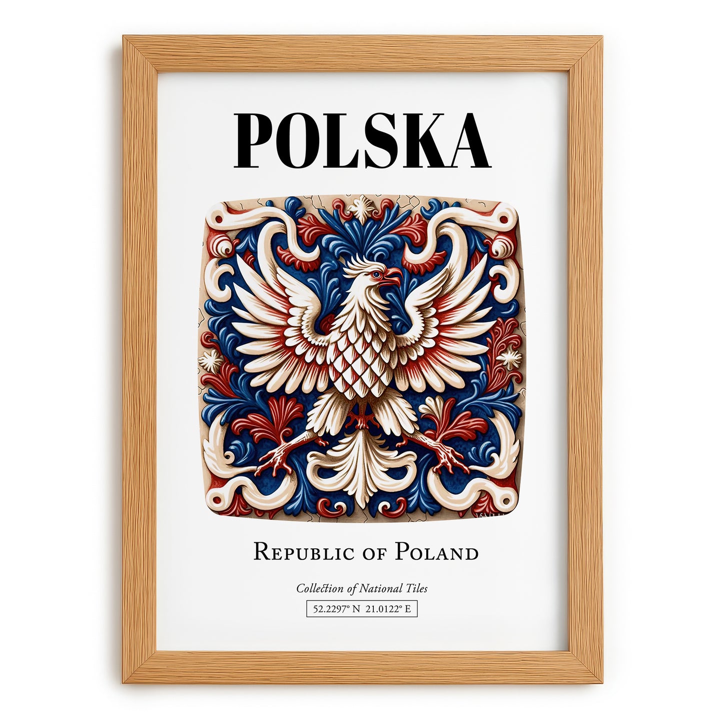 Polska, Poland – Travel Poster, set in oak frame