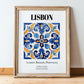 Lisbon, Portugal – Travel Print, in wooden frame leaning on the floor
