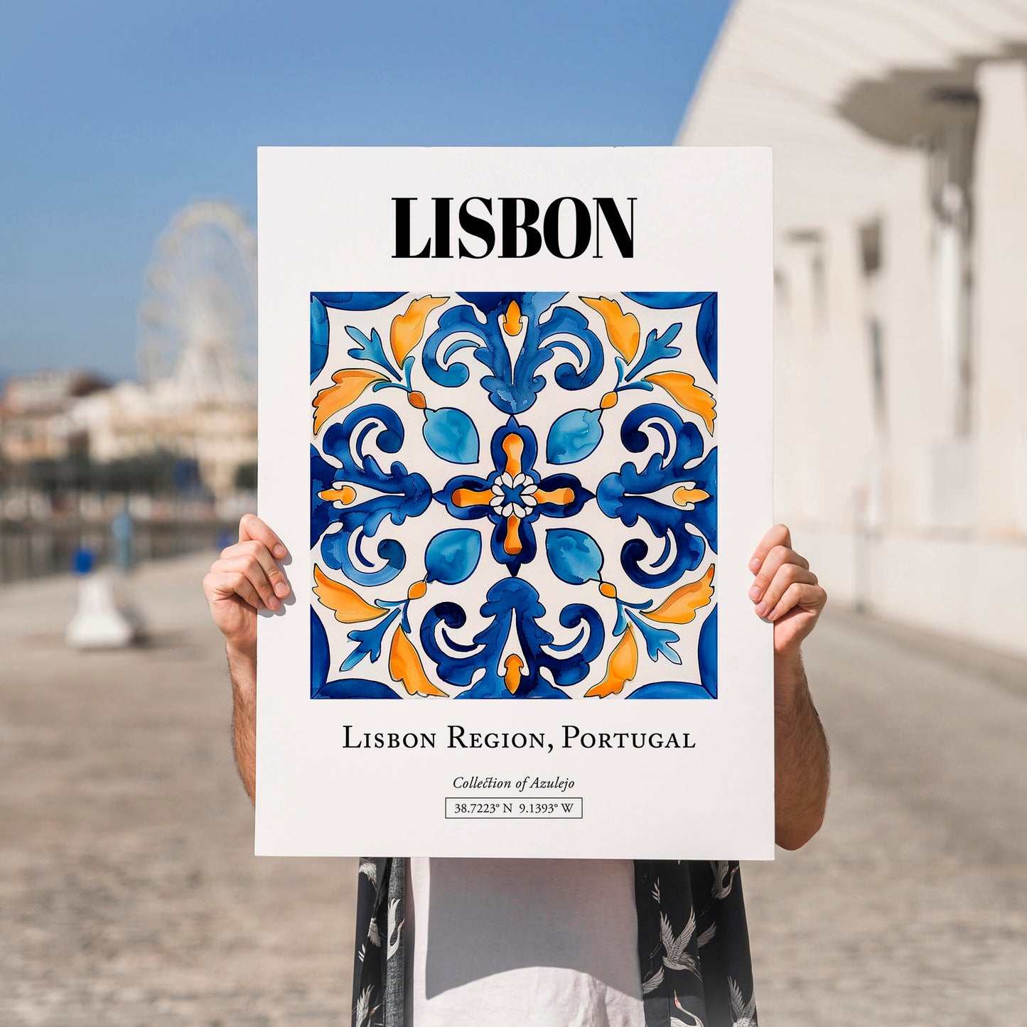 Lisbon, Portugal – Travel Print, no-text version framed in wood