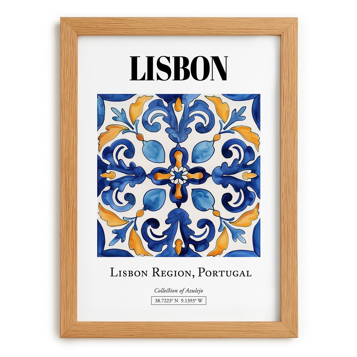 Lisbon, Portugal – Travel Print, set in oak frame