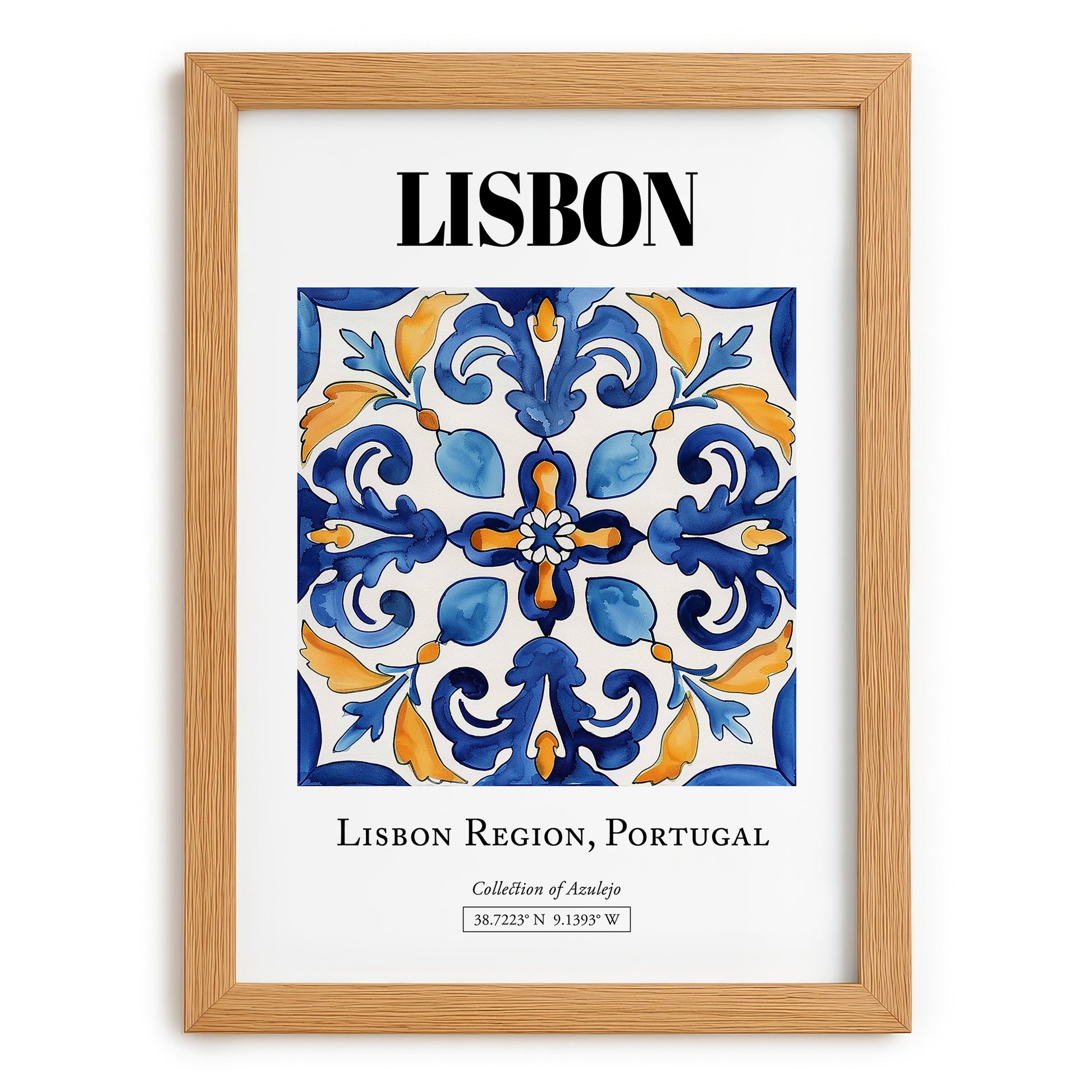 Lisbon, Portugal – Travel Print, set in oak frame