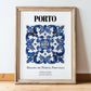Porto, Portugal – Travel Poster, in wooden frame leaning on the floor