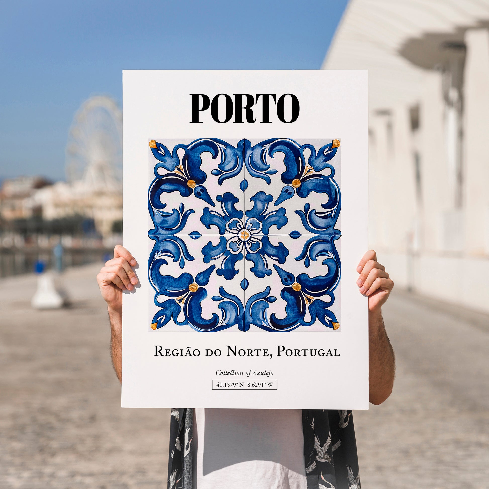 Porto, Portugal – Travel Poster, no-text version framed in wood
