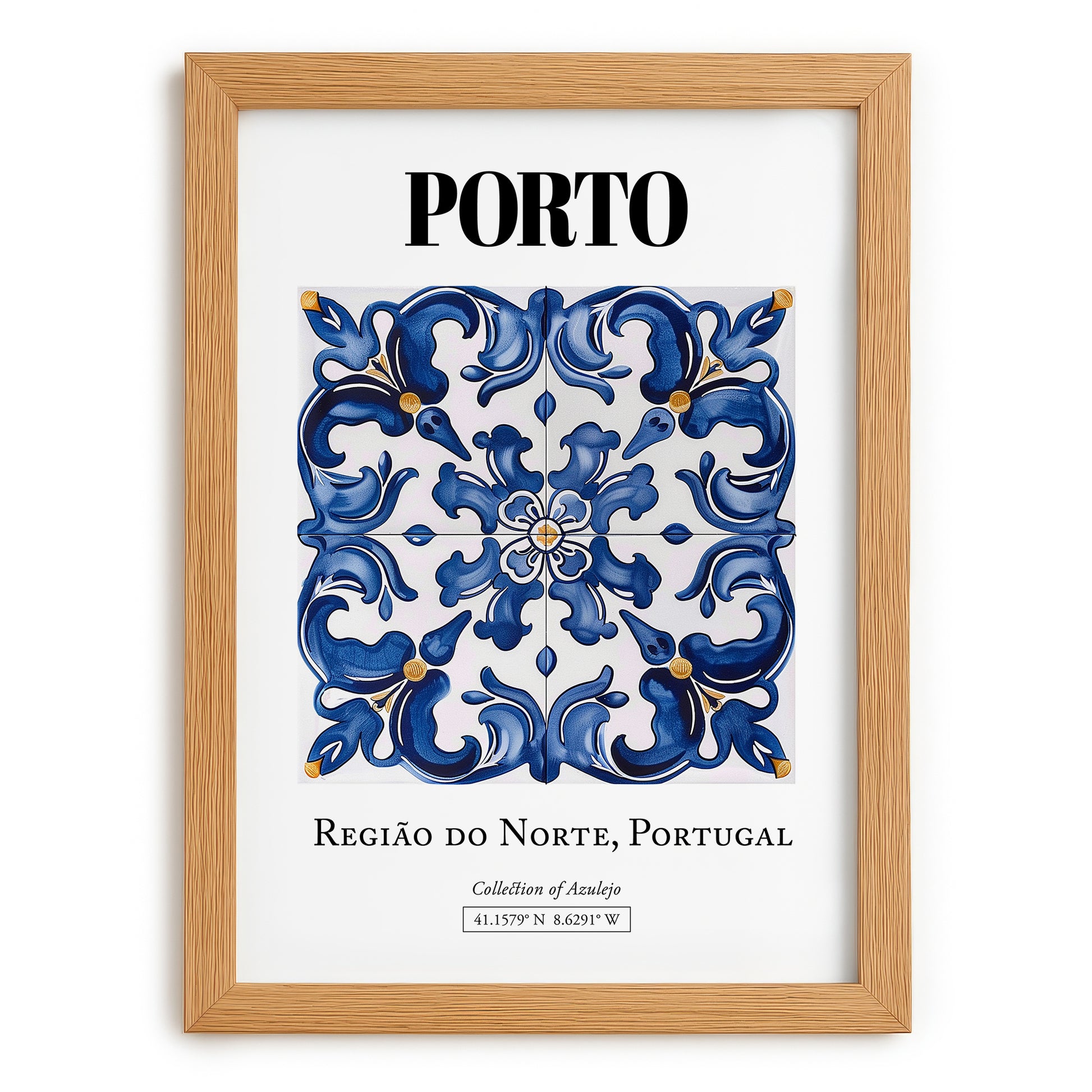 Porto, Portugal – Travel Poster, set in oak frame