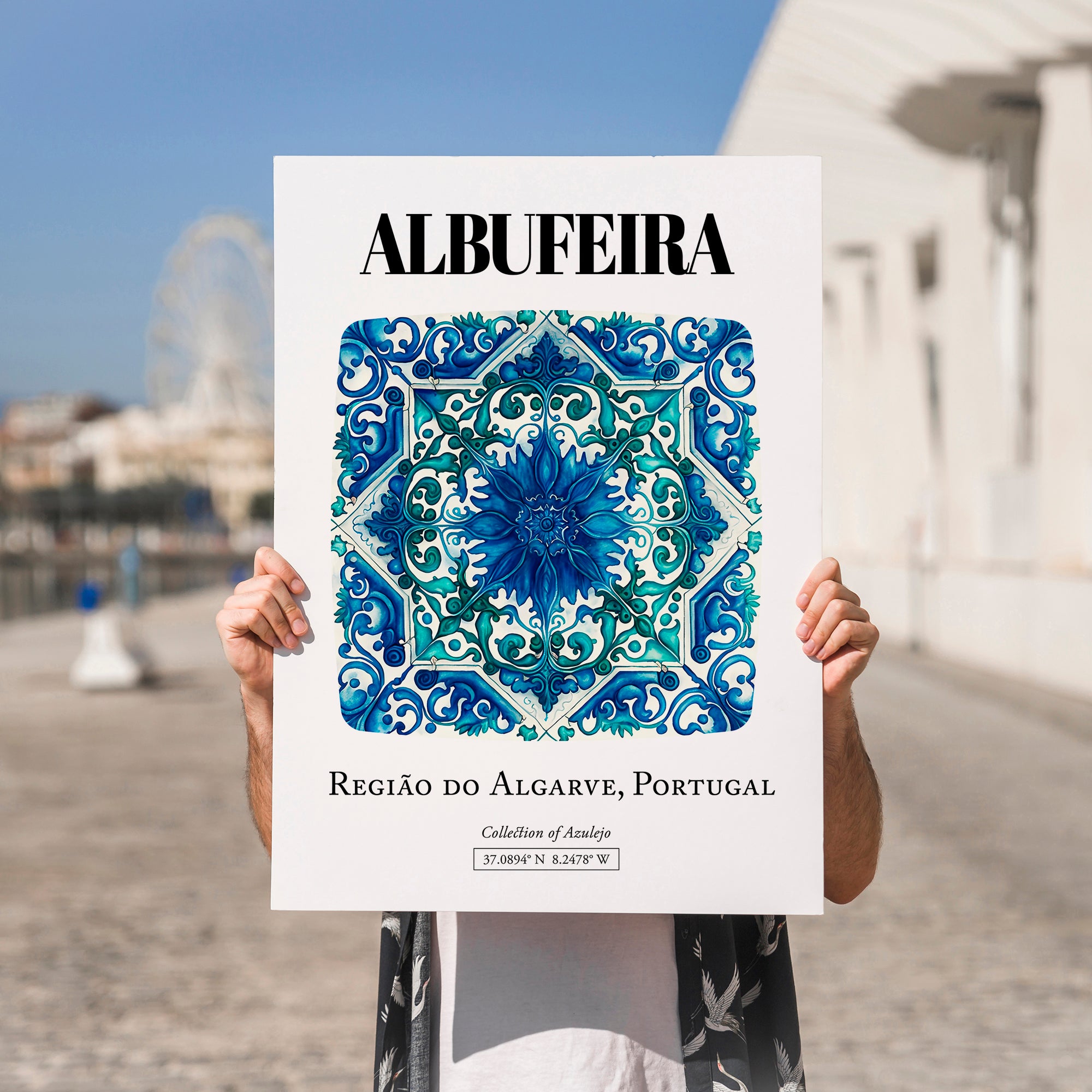 Albufeira, Portugal – Travel Print, no-text version framed in wood