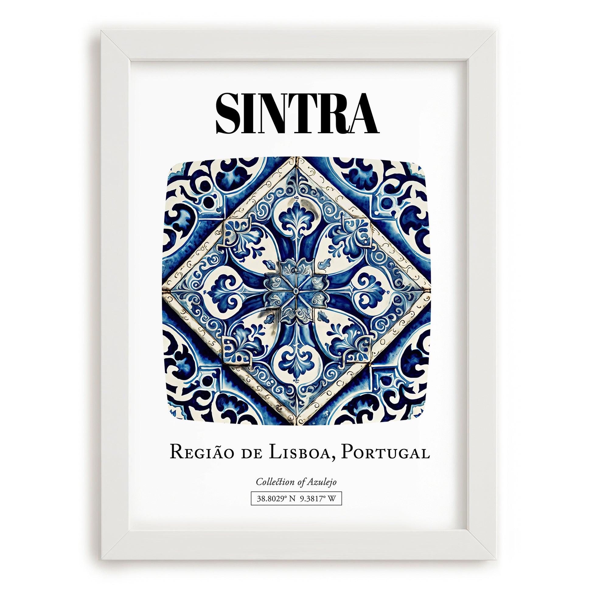 Sintra, Portugal – Travel Poster, placed in minimal white frame