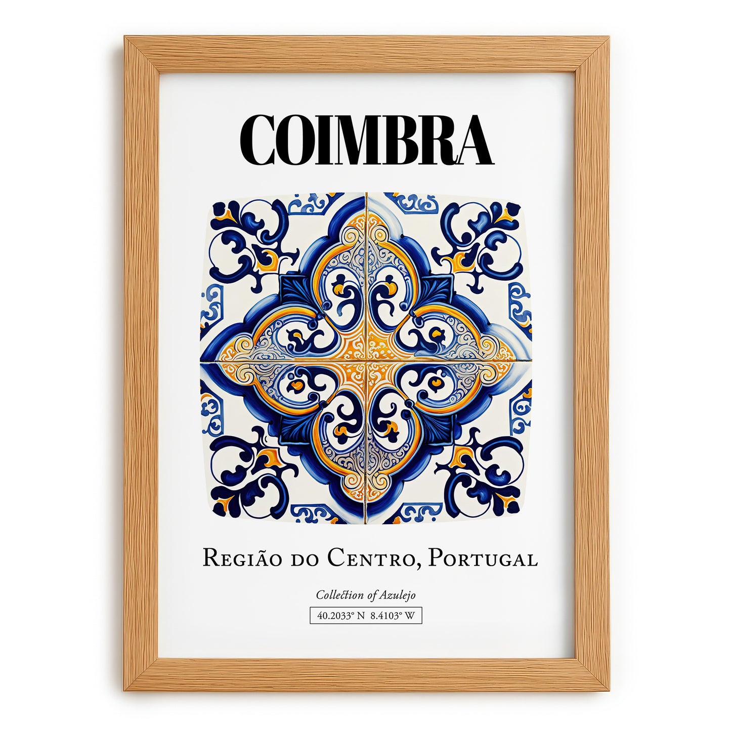 Coimbra, Portugal – Travel Poster, set in oak frame