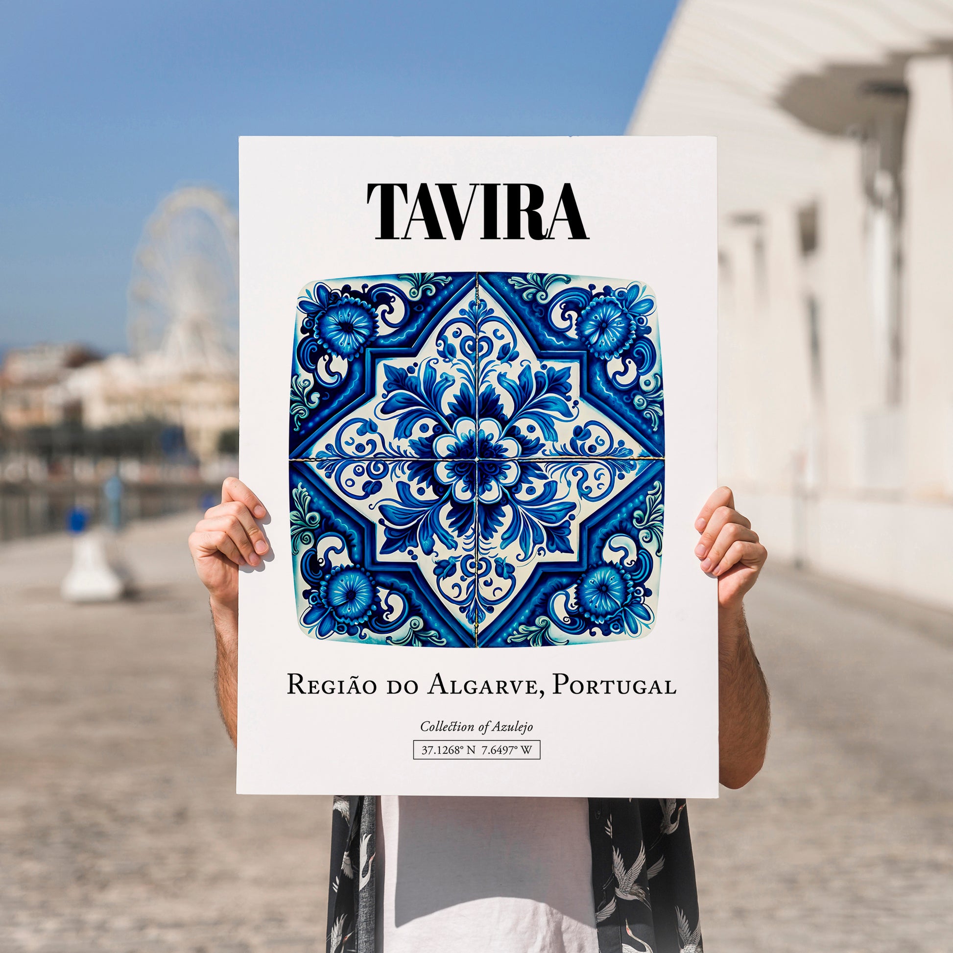 Tavira, Portugal – Away From Home Poster, no-text version framed in wood