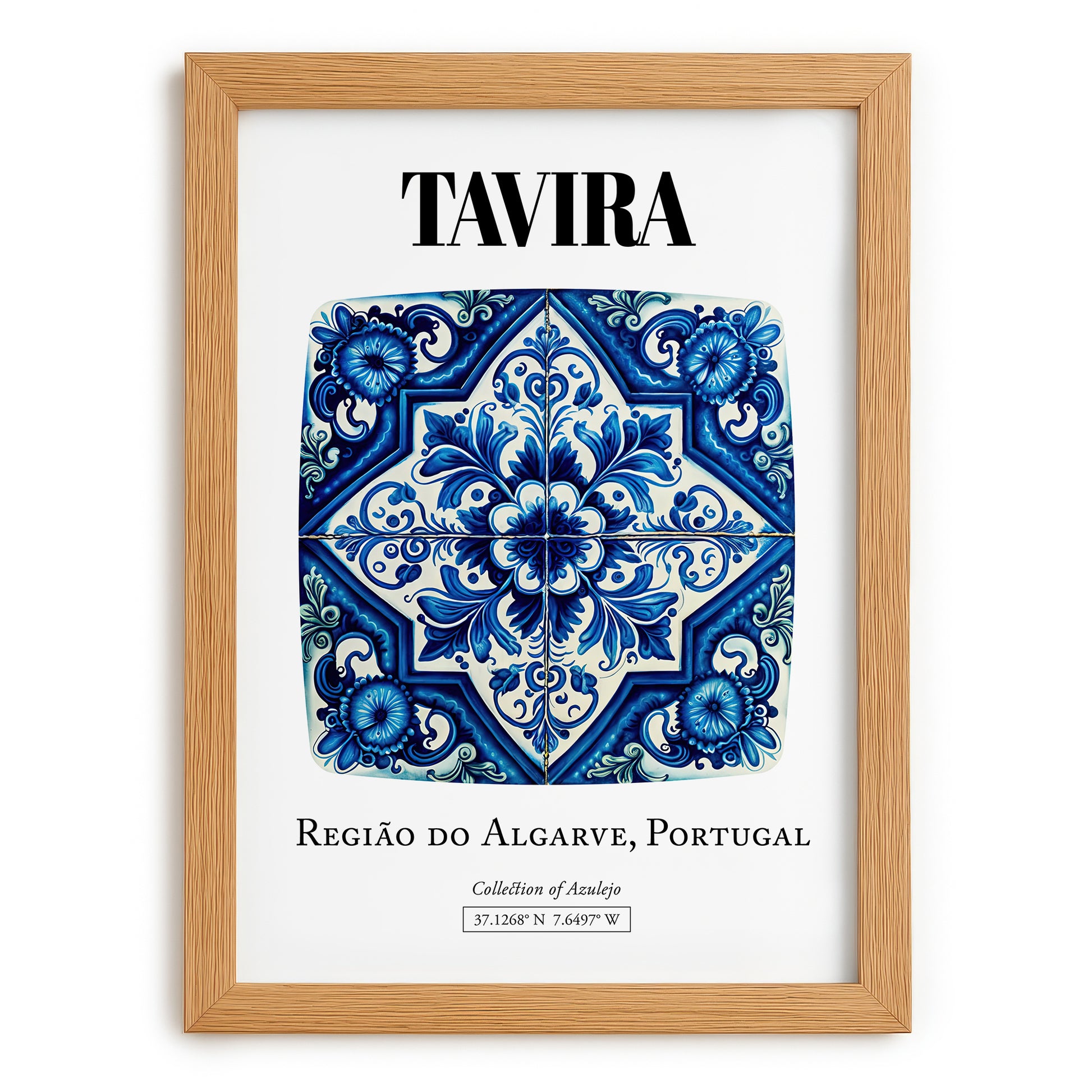 Tavira, Portugal – Away From Home Poster, set in oak frame
