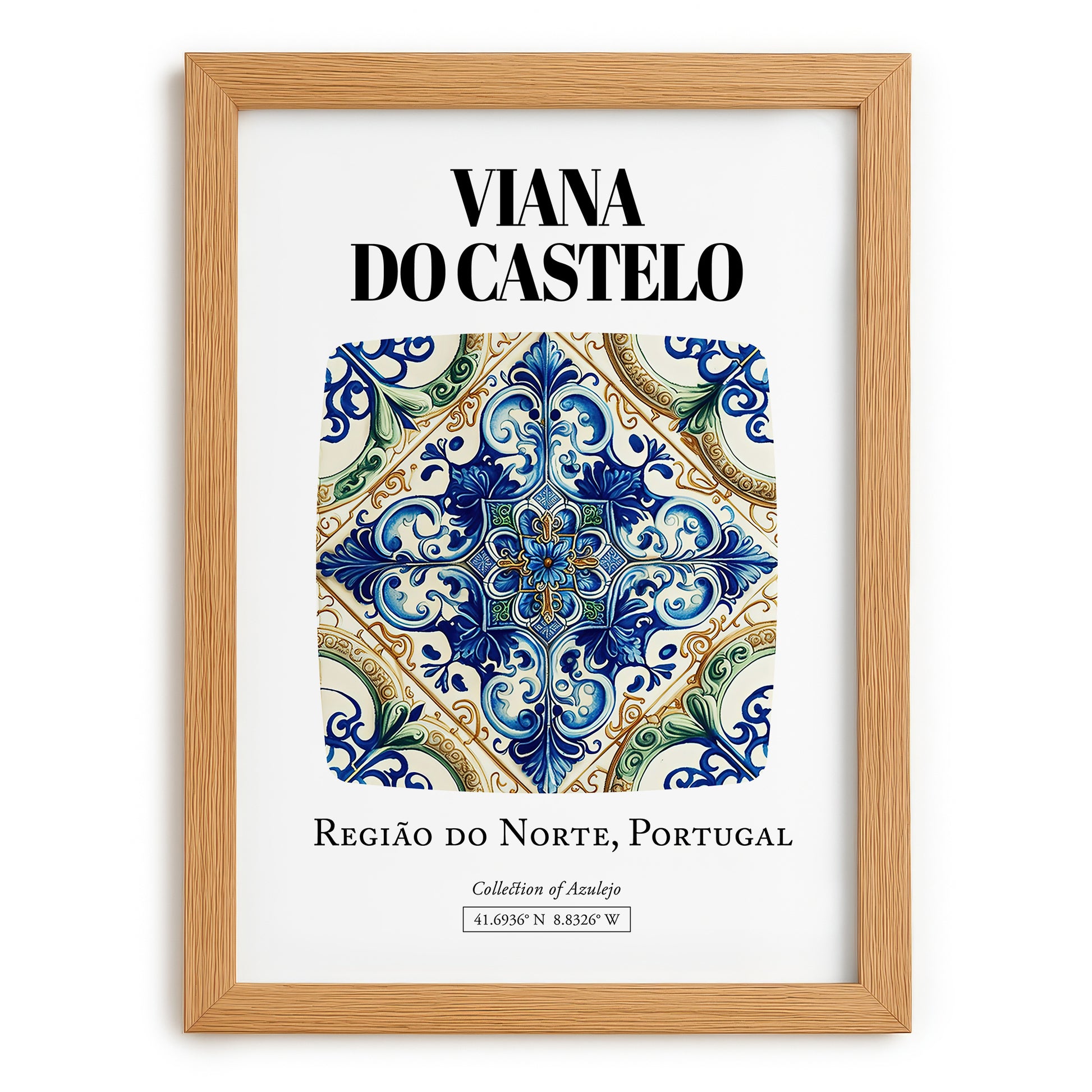 Viana Do Castelo, Portugal – Travel Poster, set in oak frame