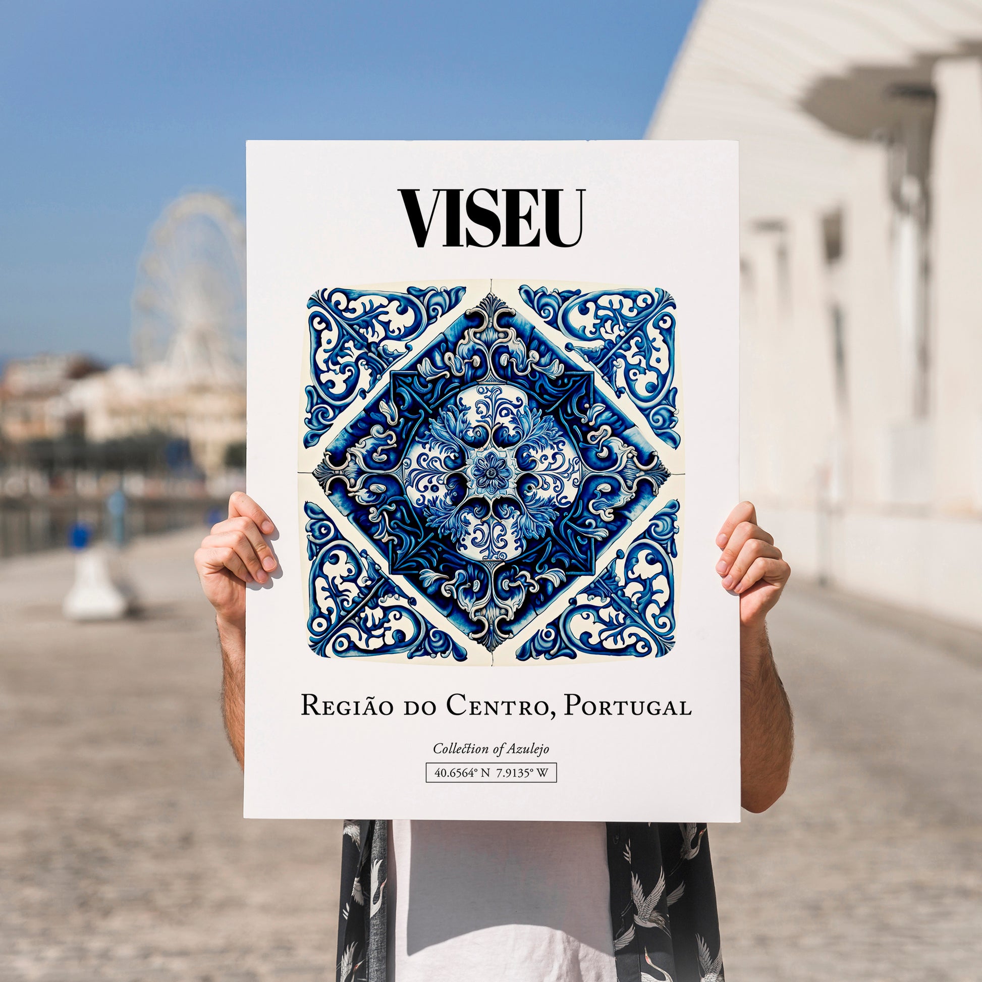 Viseu, Portugal – Travel Print, no-text version framed in wood