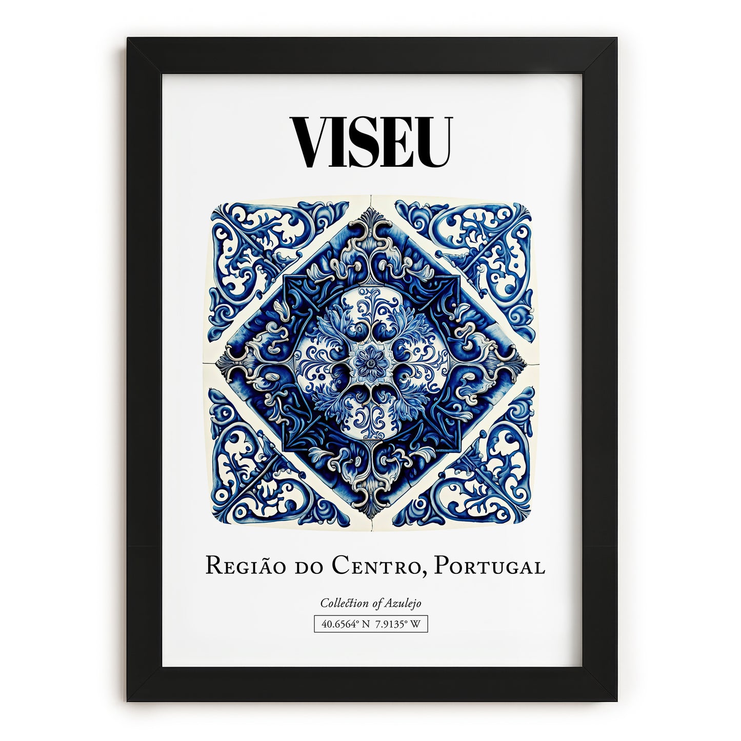 Viseu, Portugal – Travel Print, in sleek black frame