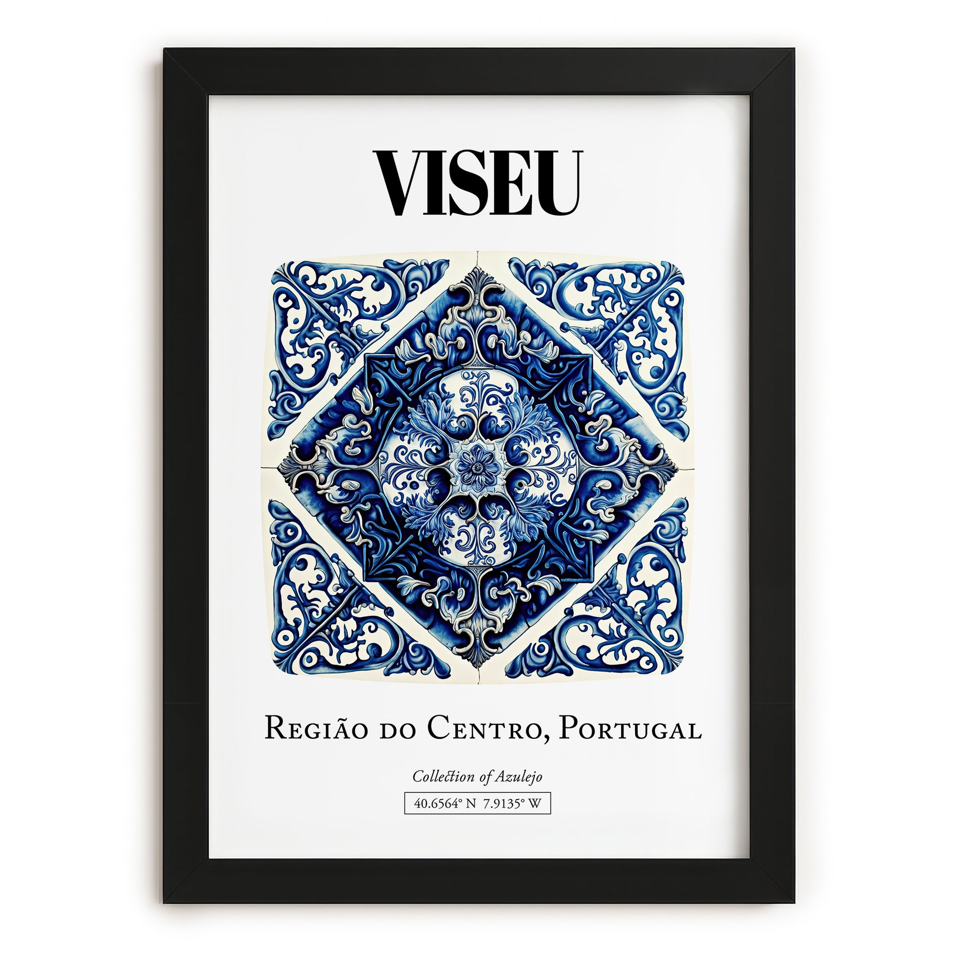 Viseu, Portugal – Travel Print, in sleek black frame