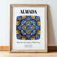 Almada, Portugal – Travel Poster, in wooden frame leaning on the floor