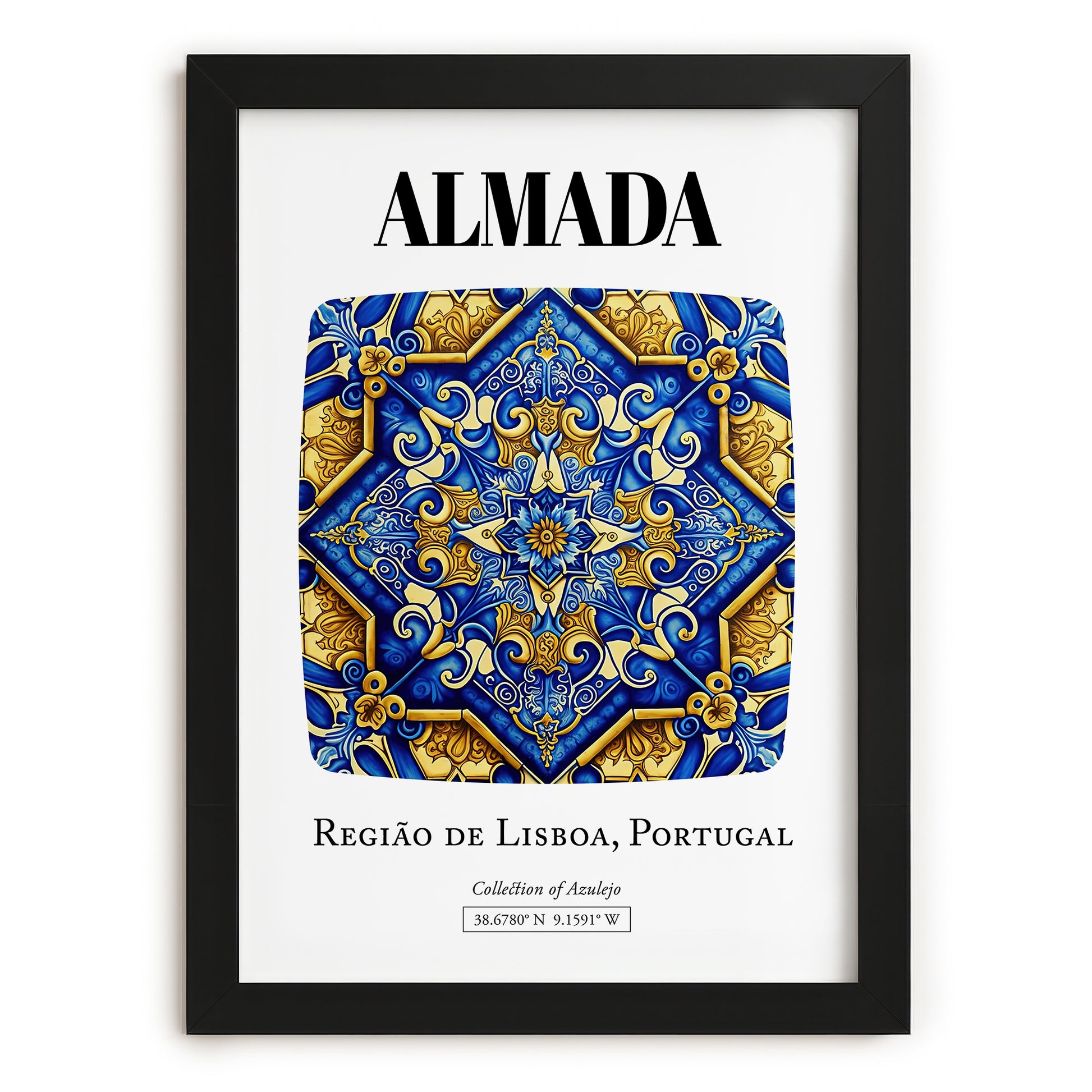 Almada, Portugal – Travel Poster, in sleek black frame