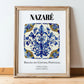 Nazaré, Portugal – Retro Travel Poster, in wooden frame leaning on the floor