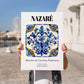 Nazaré, Portugal – Retro Travel Poster, no-text version framed in wood