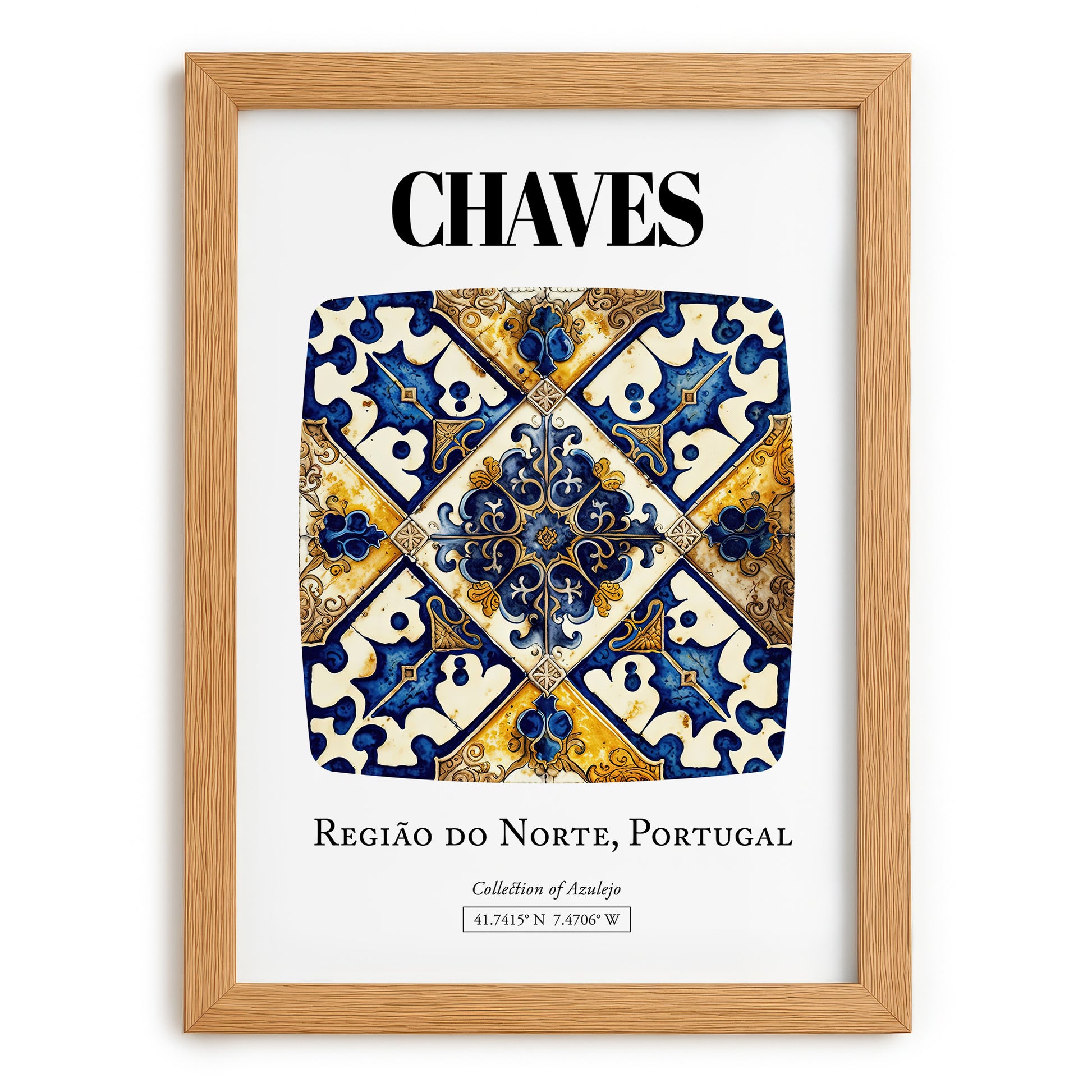 Chaves, Portugal – Travel Print, set in oak frame