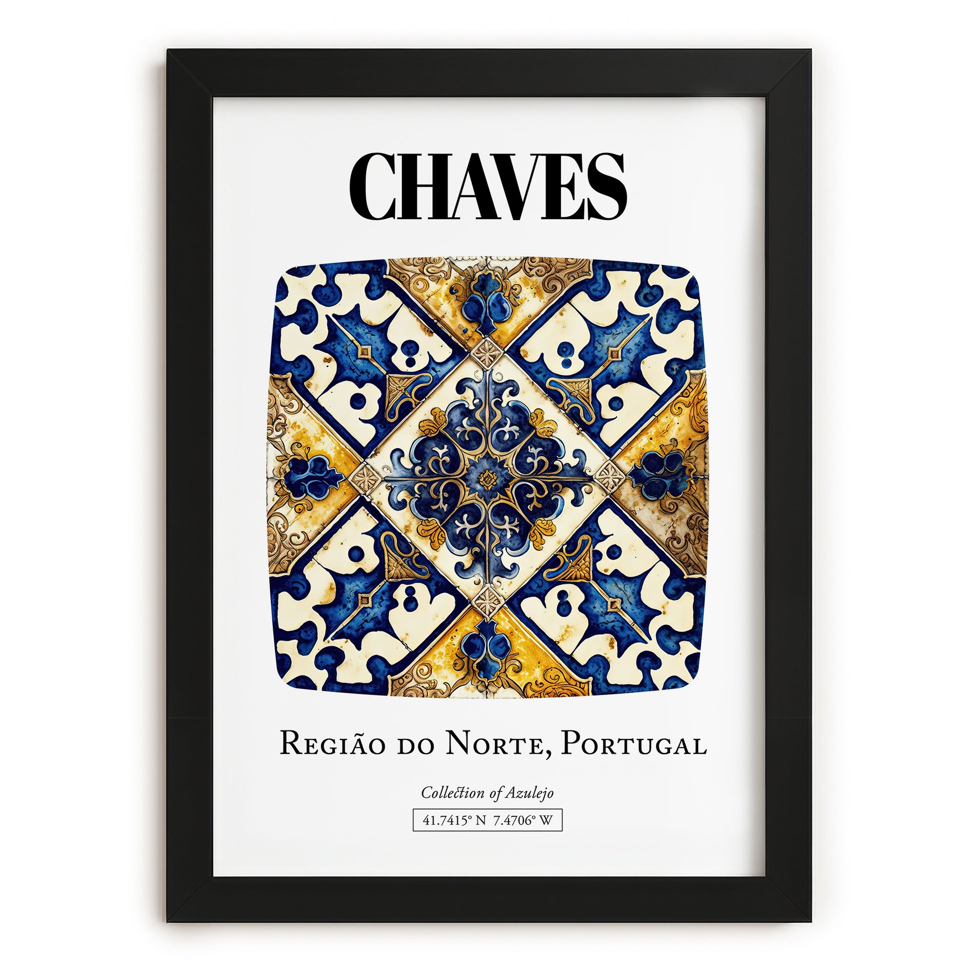 Chaves, Portugal – Travel Print, in sleek black frame