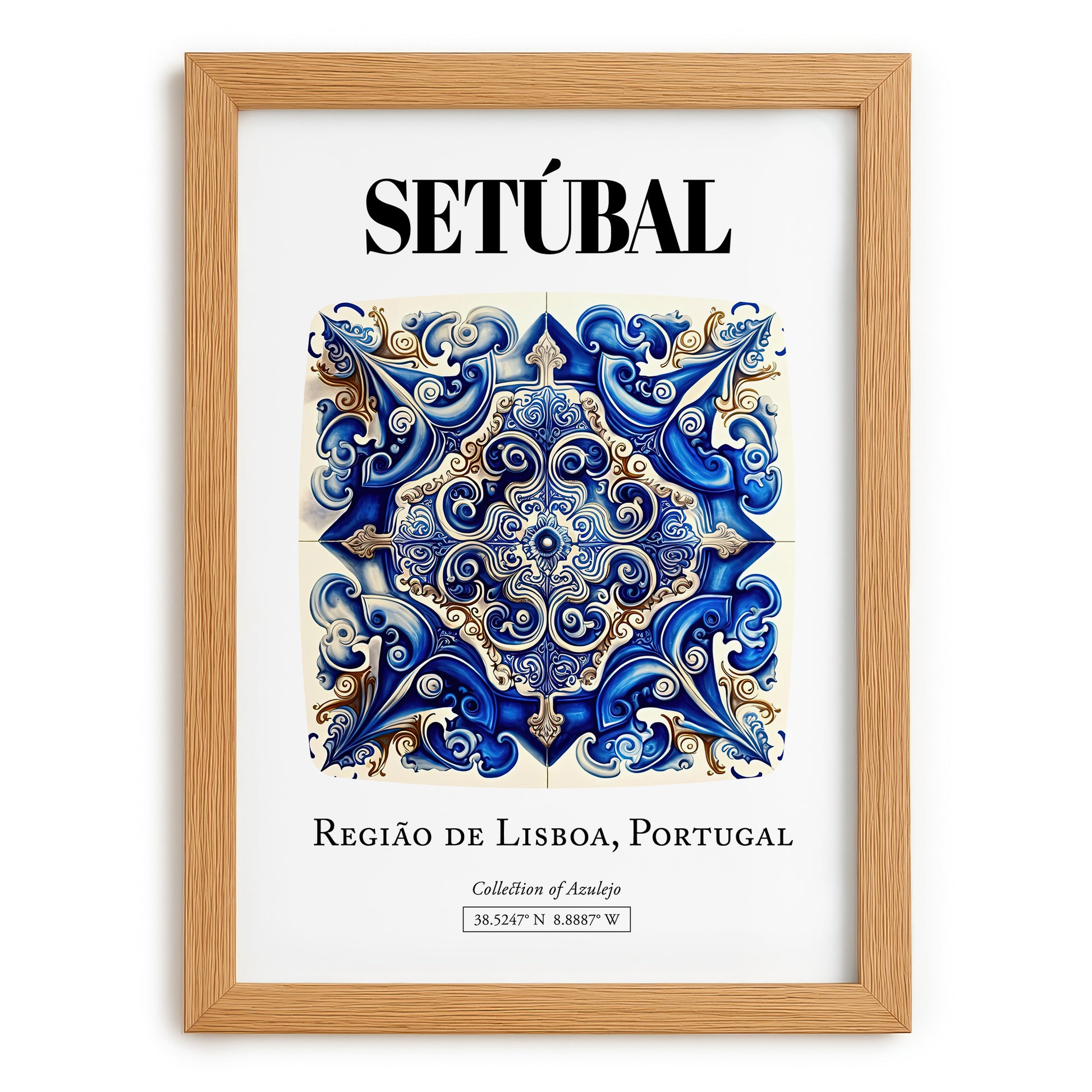 Setúbal, Portugal – Travel Poster, set in oak frame