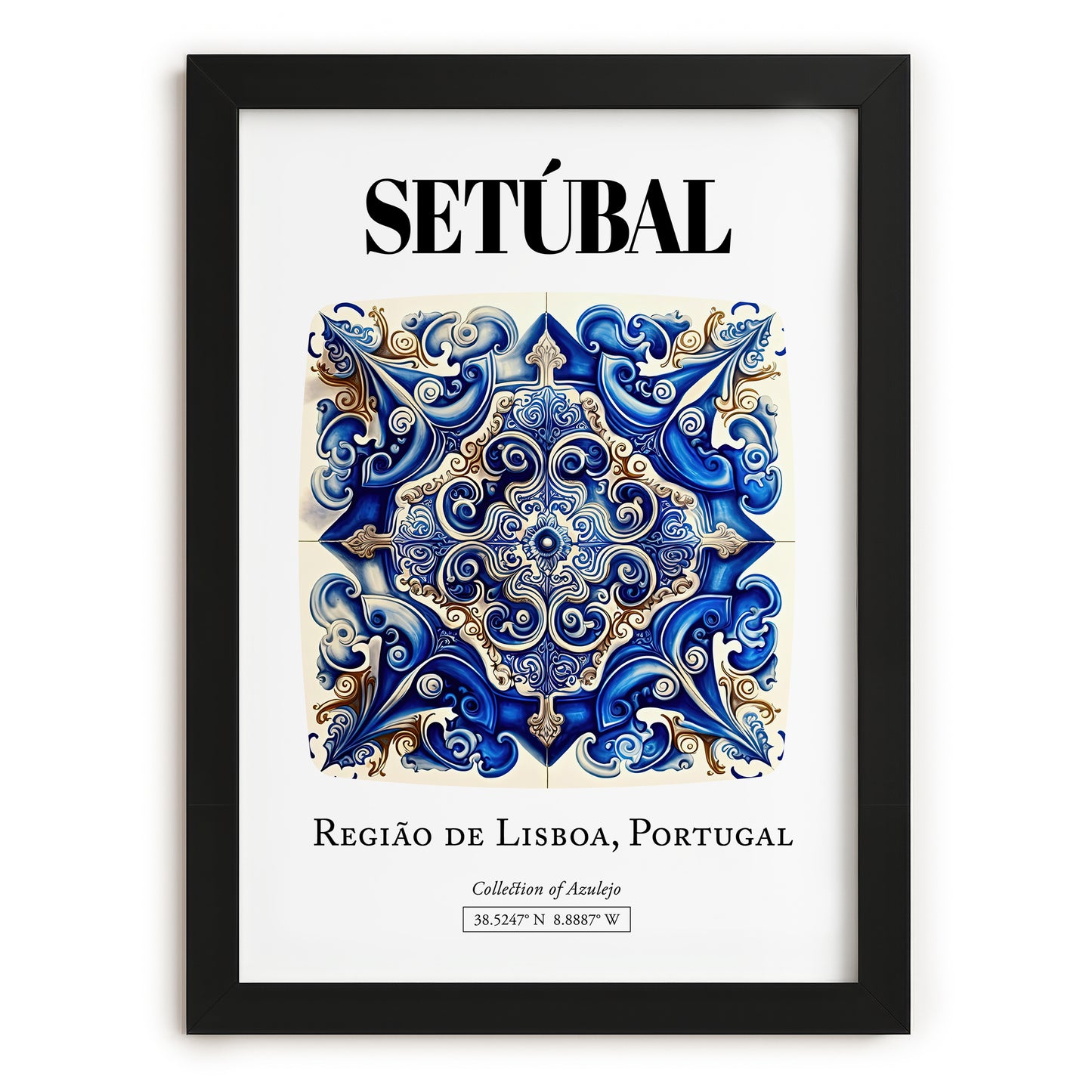Setúbal, Portugal – Travel Poster, in sleek black frame