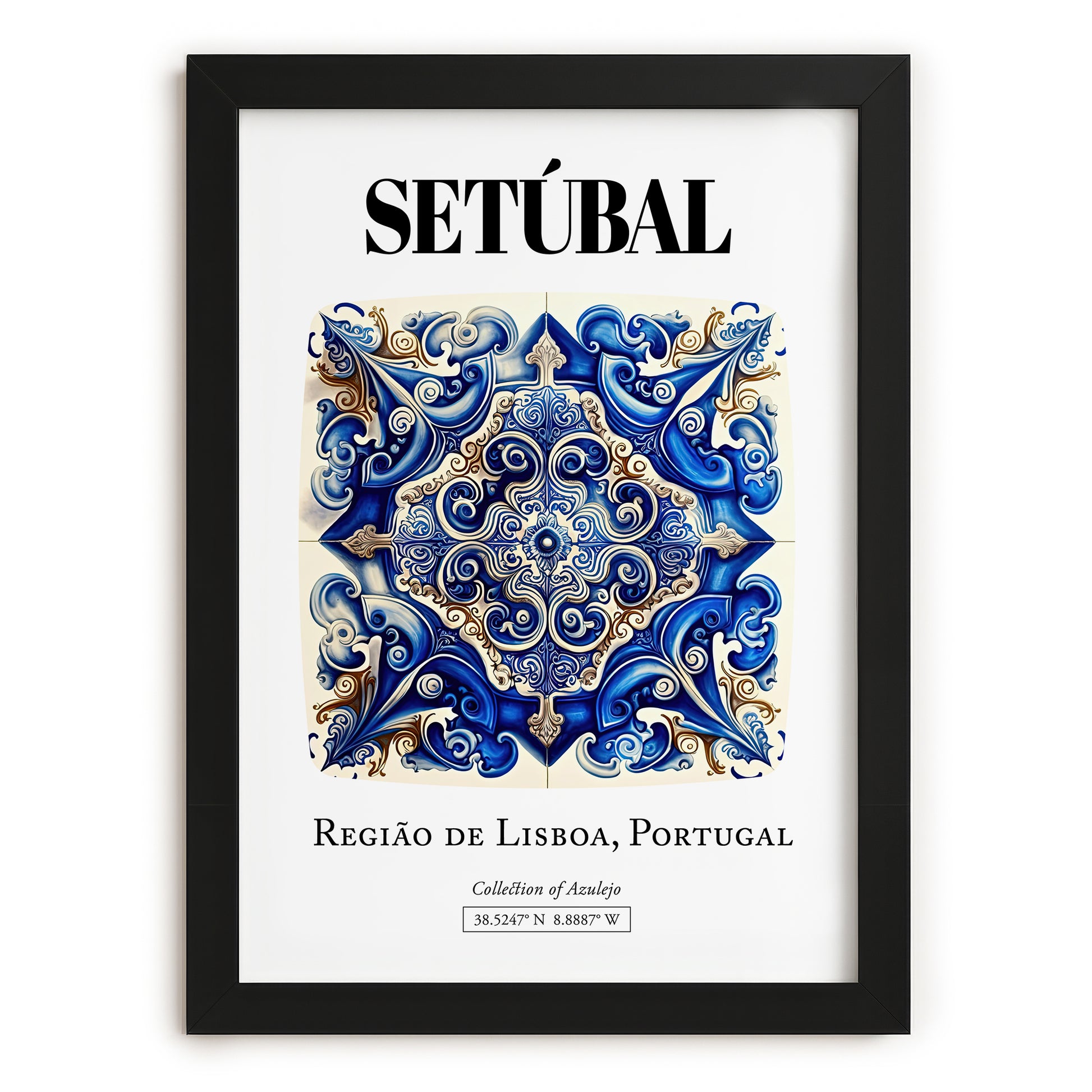 Setúbal, Portugal – Travel Poster, in sleek black frame