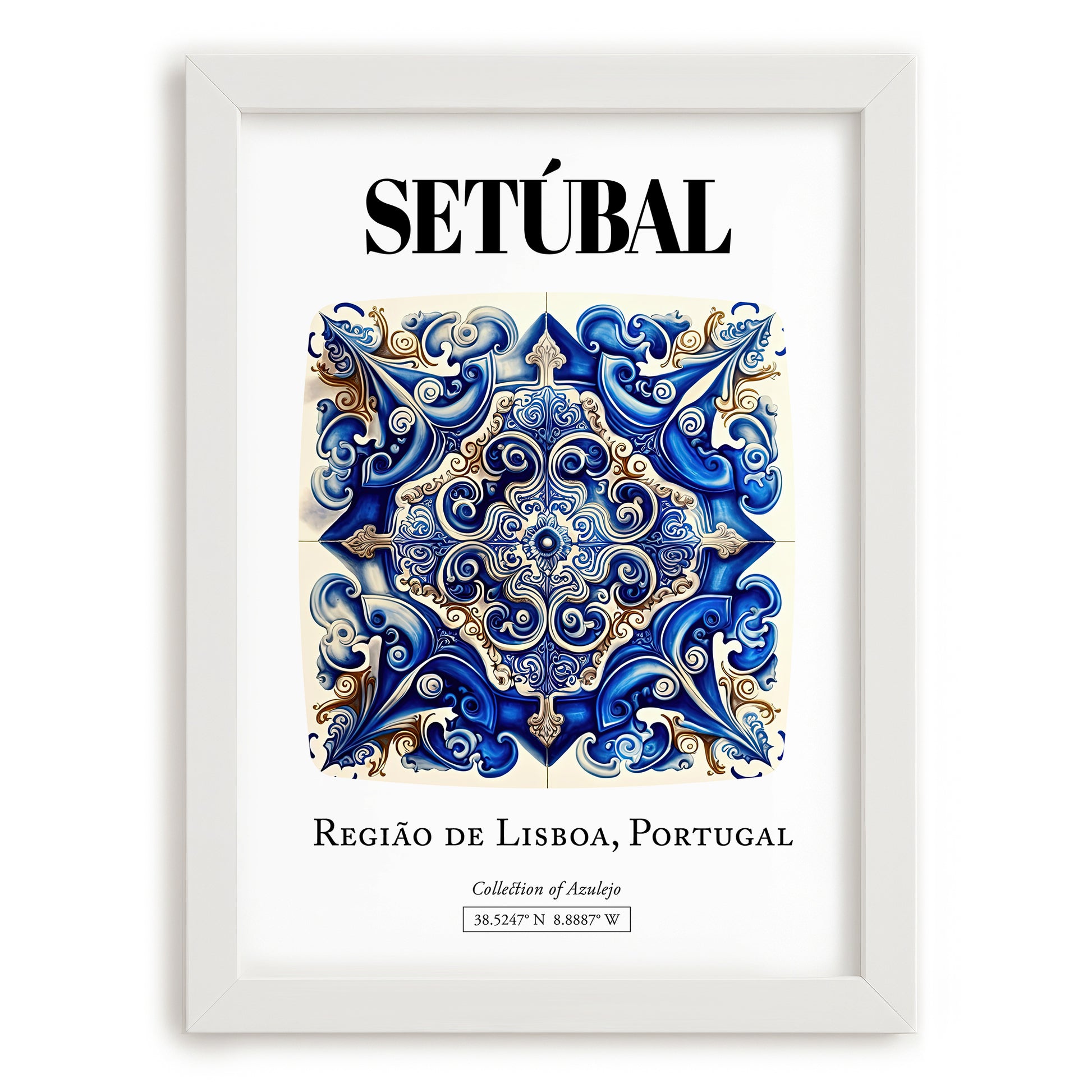 Setúbal, Portugal – Travel Poster, placed in minimal white frame