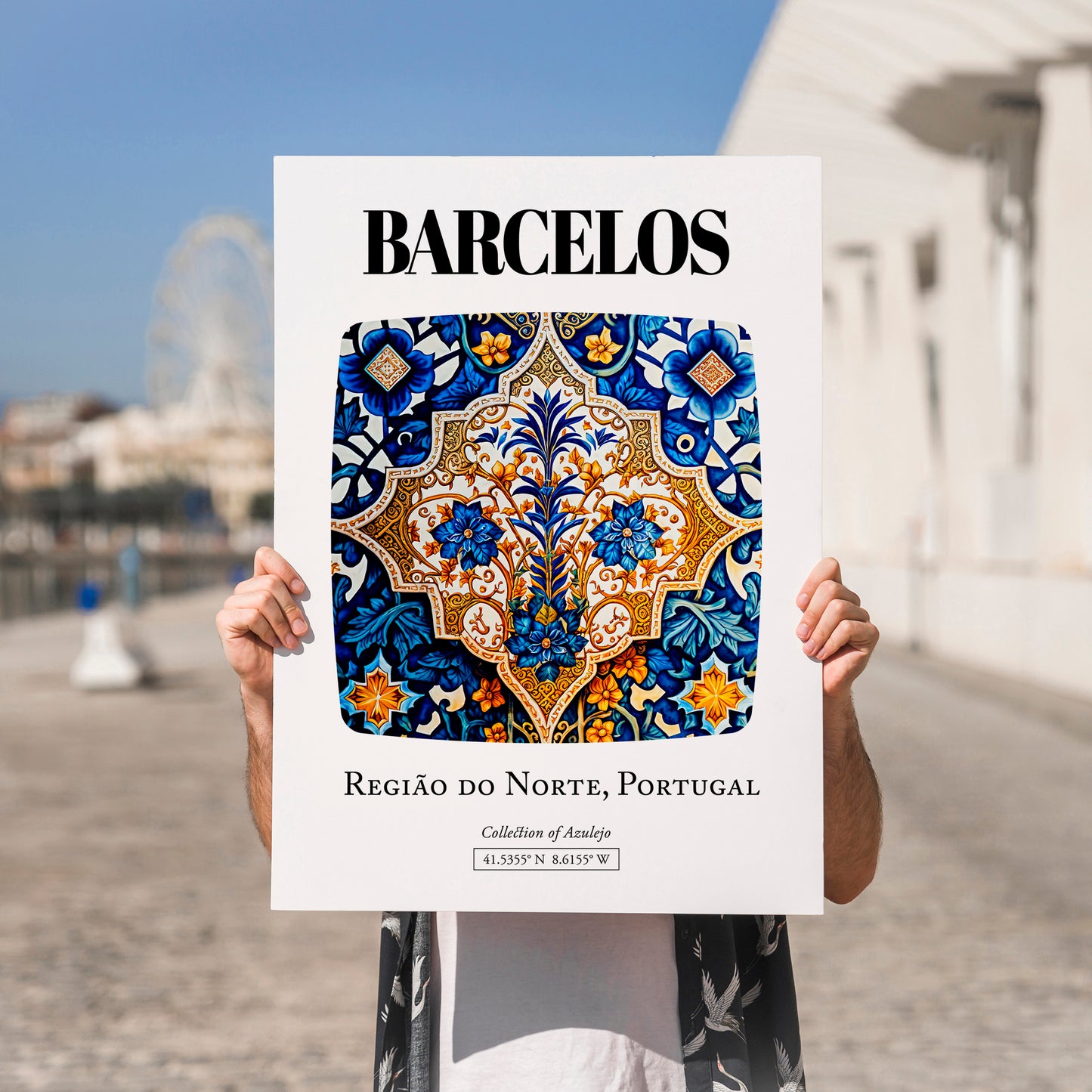 Barcelos, Portugal – Travel Print, no-text version framed in wood