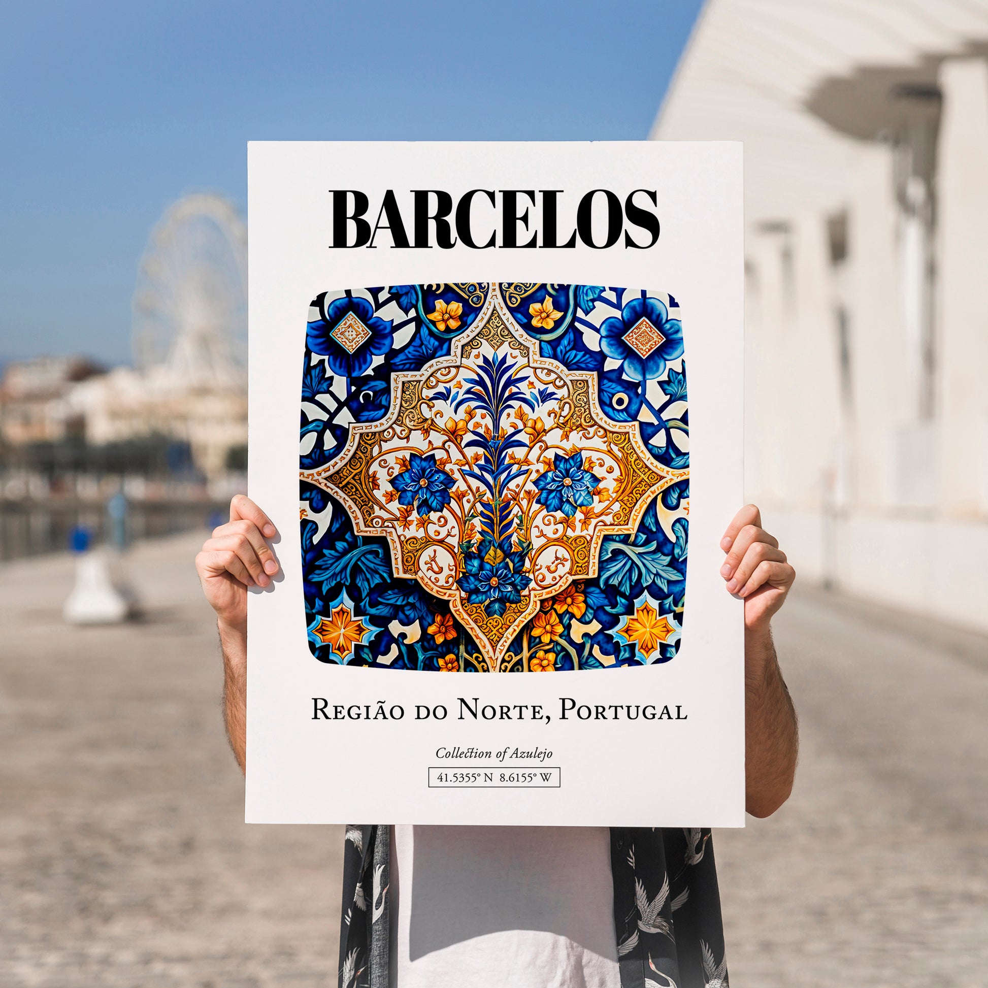 Barcelos, Portugal – Travel Print, no-text version framed in wood