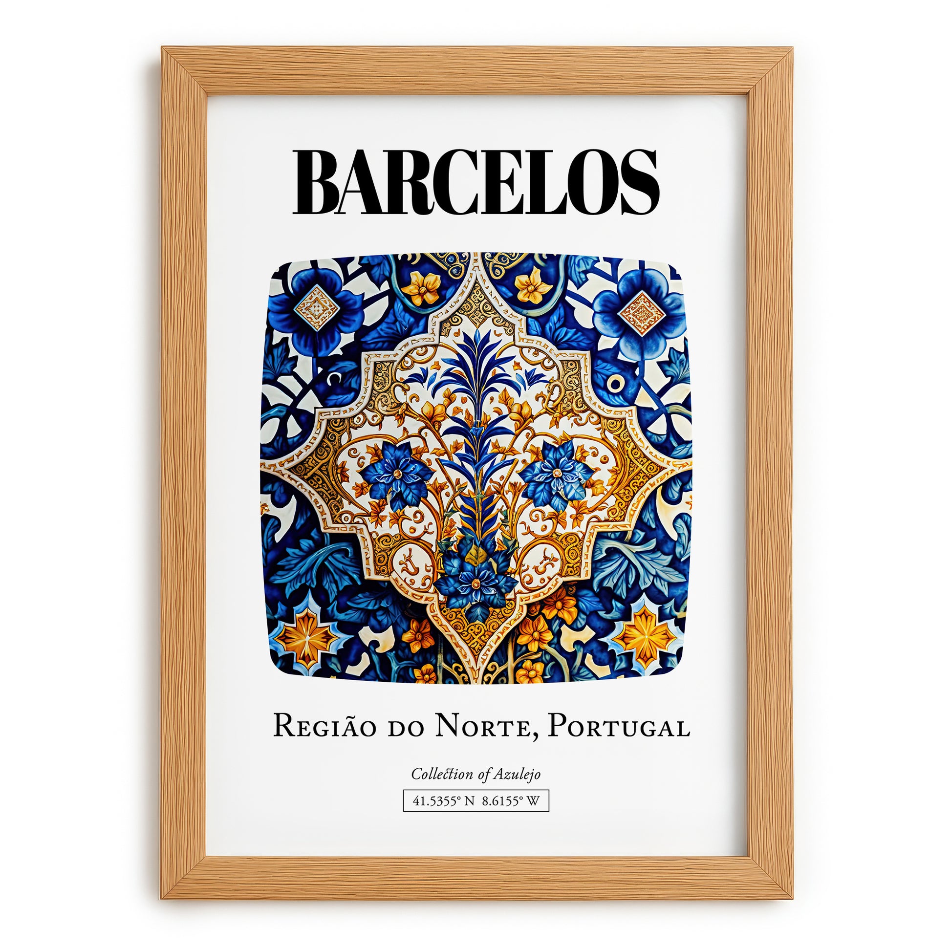 Barcelos, Portugal – Travel Print, set in oak frame