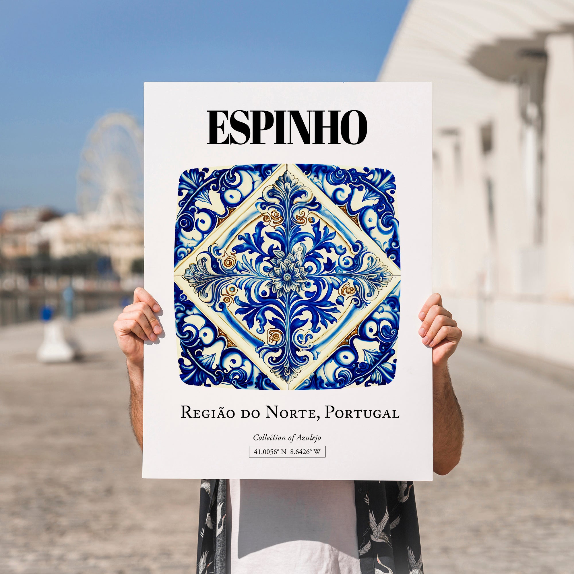 Espinho, Portugal – Minimalist Travel Print, no-text version framed in wood