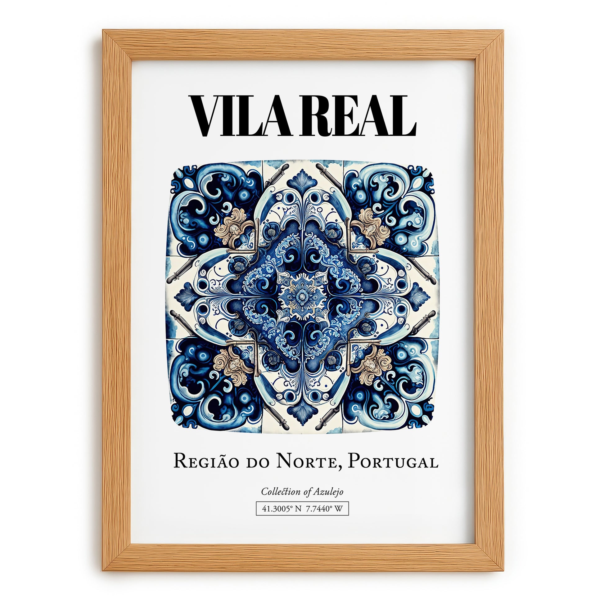 Vila Real, Portugal – World Travel Art, set in oak frame