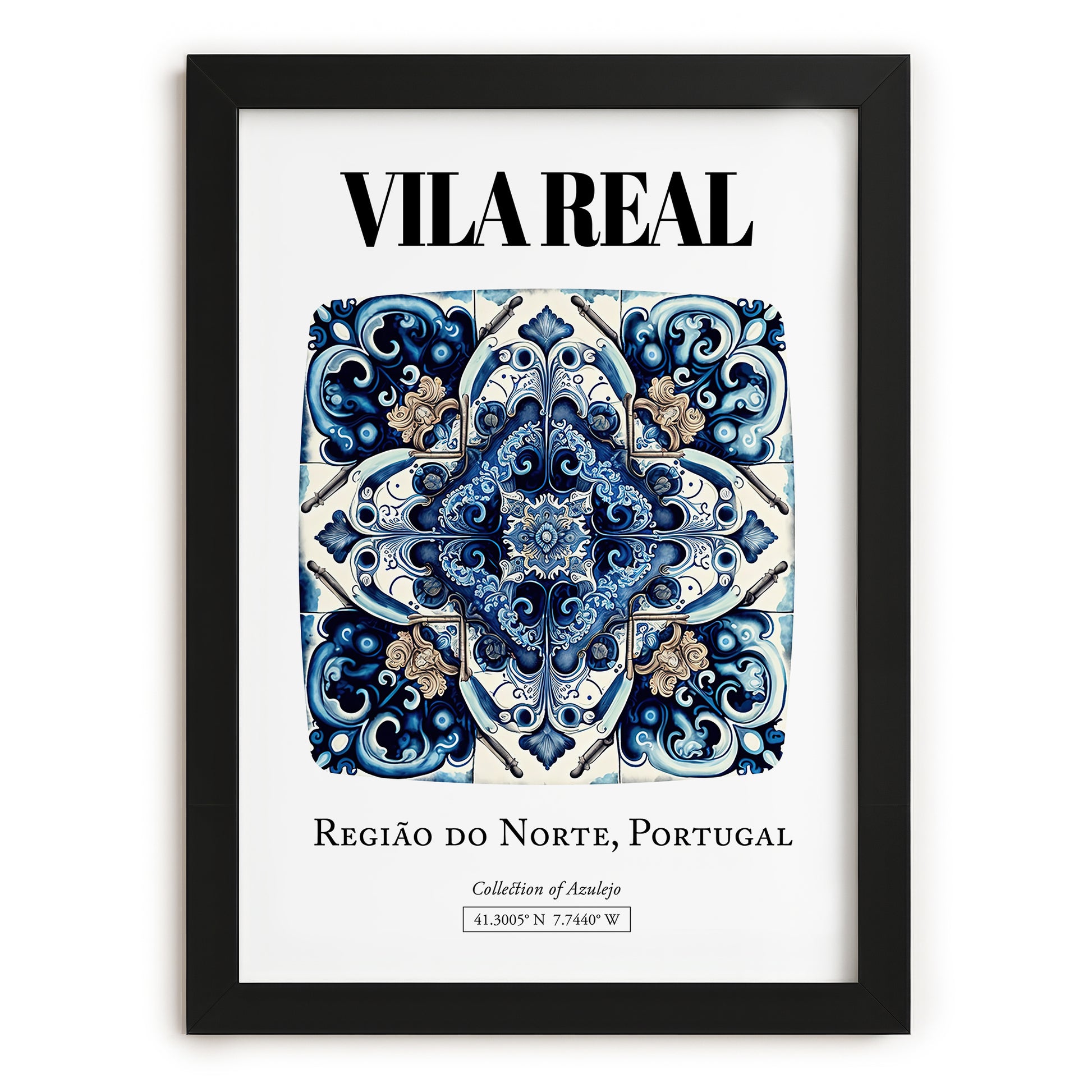 Vila Real, Portugal – World Travel Art, in sleek black frame